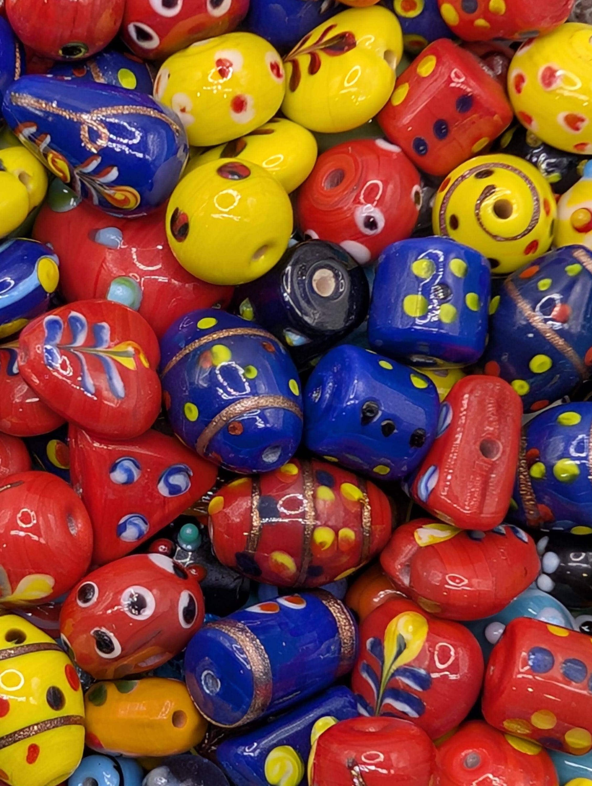 Lampwork Glass Beads: Artisan Mixed Colors - Bulk 2oz Pack | Jewelry Making Bracelet Supply | Learise Curated Mix