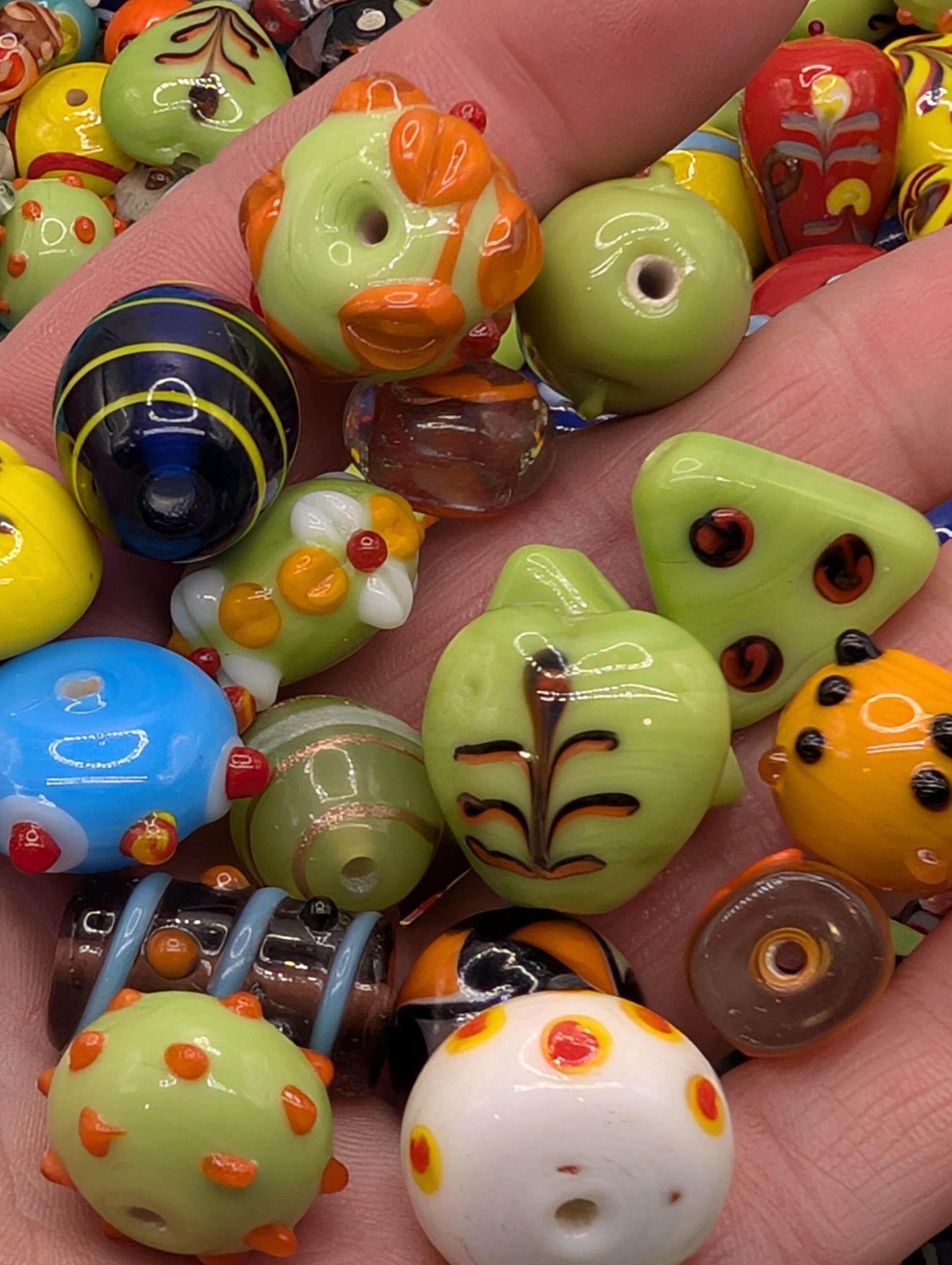 Lampwork Glass Beads: Artisan Mixed Colors - Bulk 2oz Pack | Jewelry Making Bracelet Supply | Learise Curated Mix