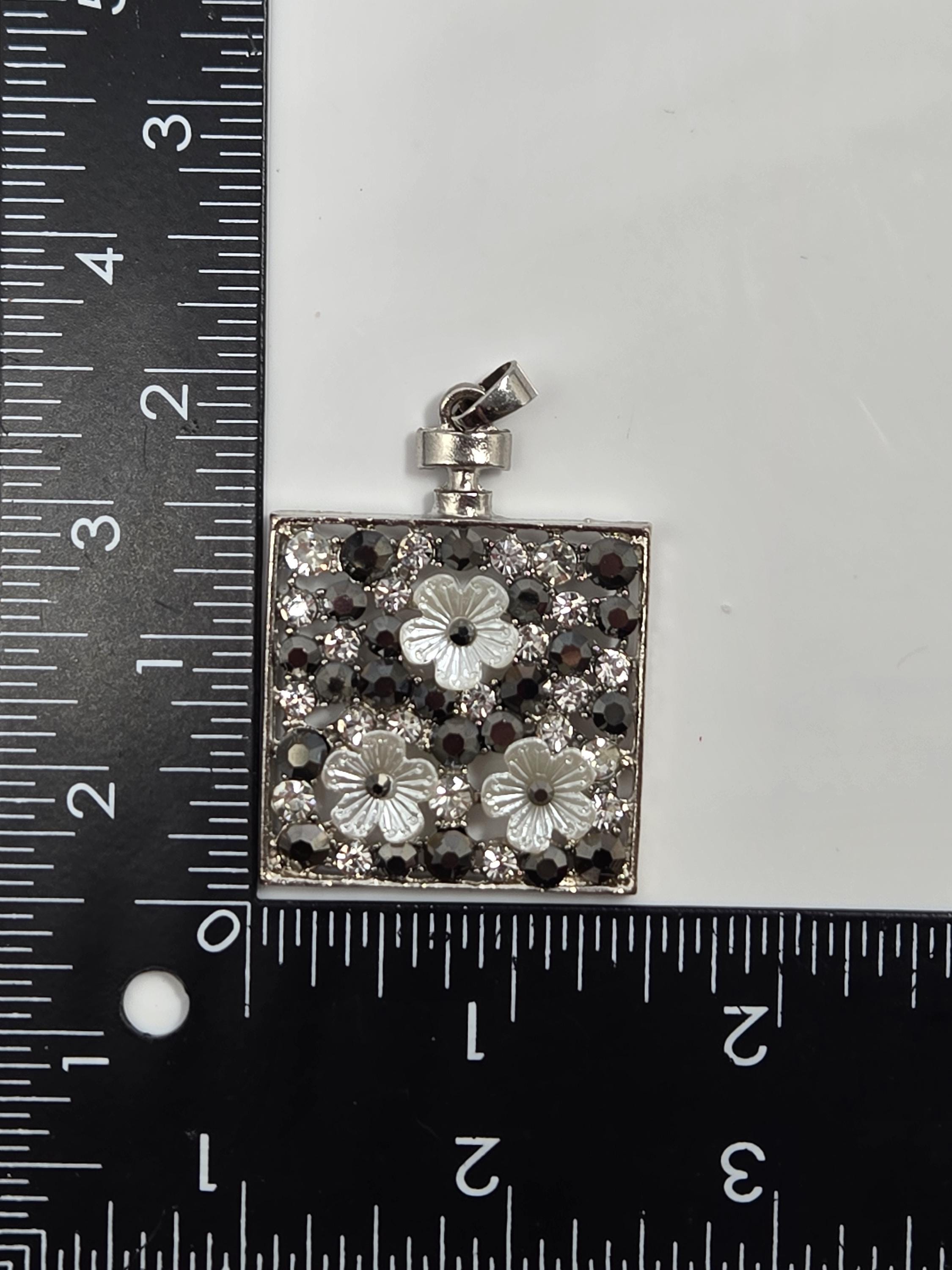 Gothic Silver Filigree Pendant, Square Charm (Necklace or Bag)