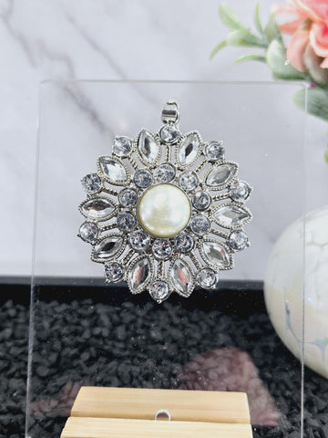 Baroque Goth Style Ornate Silver Toned Focal Pendant for Jewelry making & Decor | Beads for Jewelry Making | DIY Bracelet Earring Supply