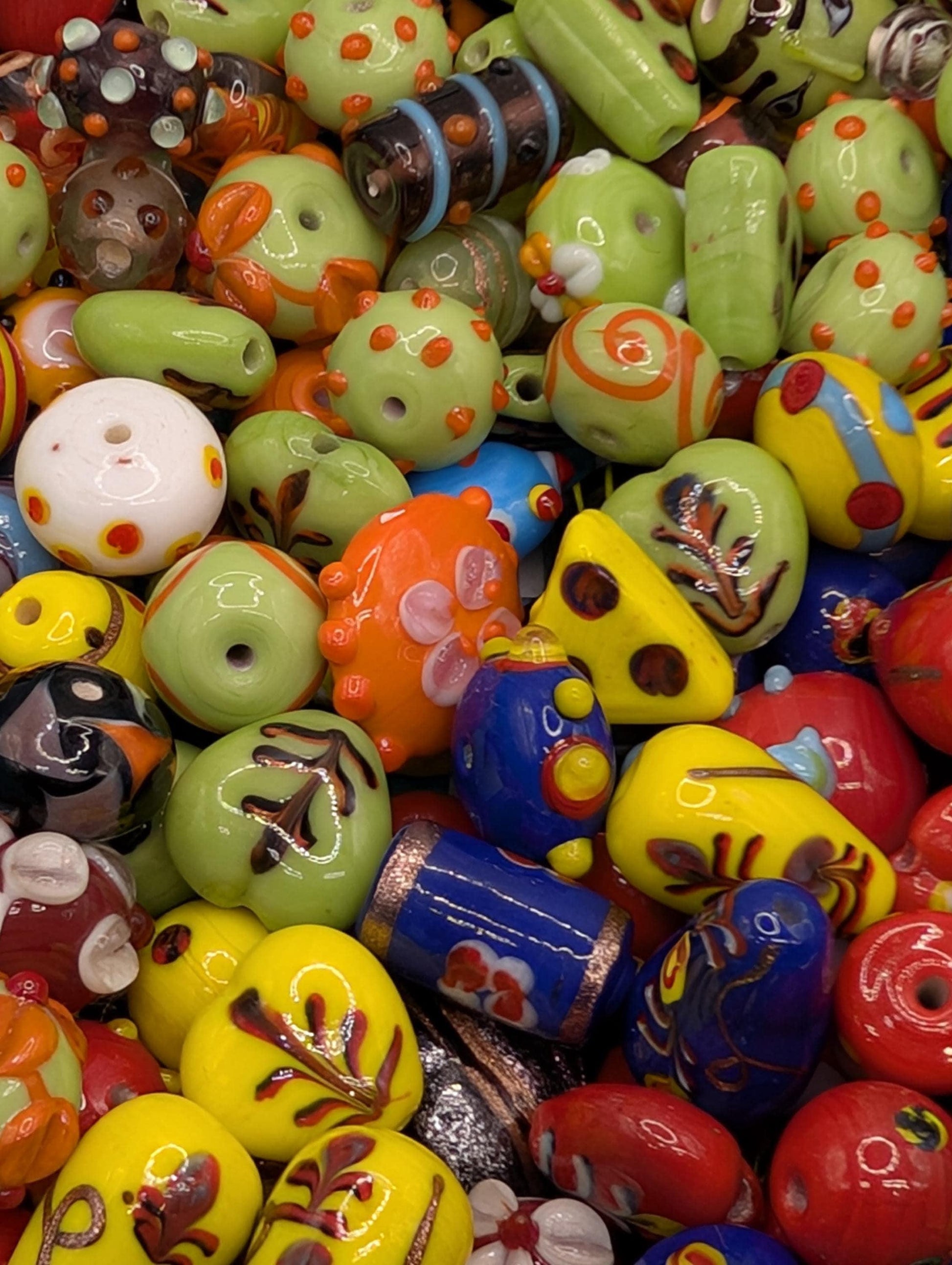 Lampwork Glass Beads: Artisan Mixed Colors - Bulk 2oz Pack | Jewelry Making Bracelet Supply | Learise Curated Mix