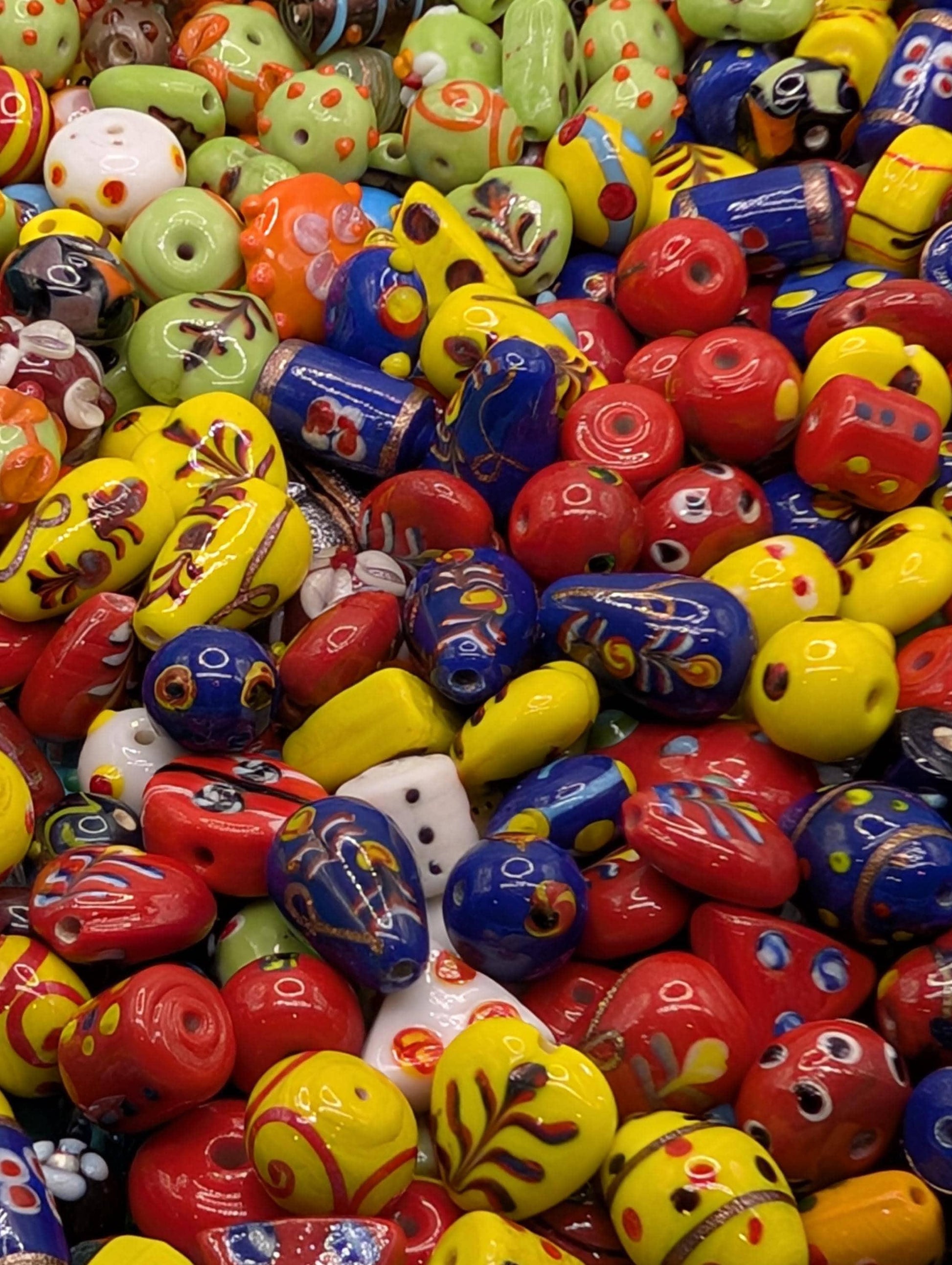 Lampwork Glass Beads: Artisan Mixed Colors - Bulk 2oz Pack | Jewelry Making Bracelet Supply | Learise Curated Mix