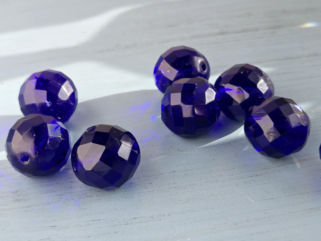 Czech Fire Polished Cobalt Glass Beads 18mm (6 PCS)