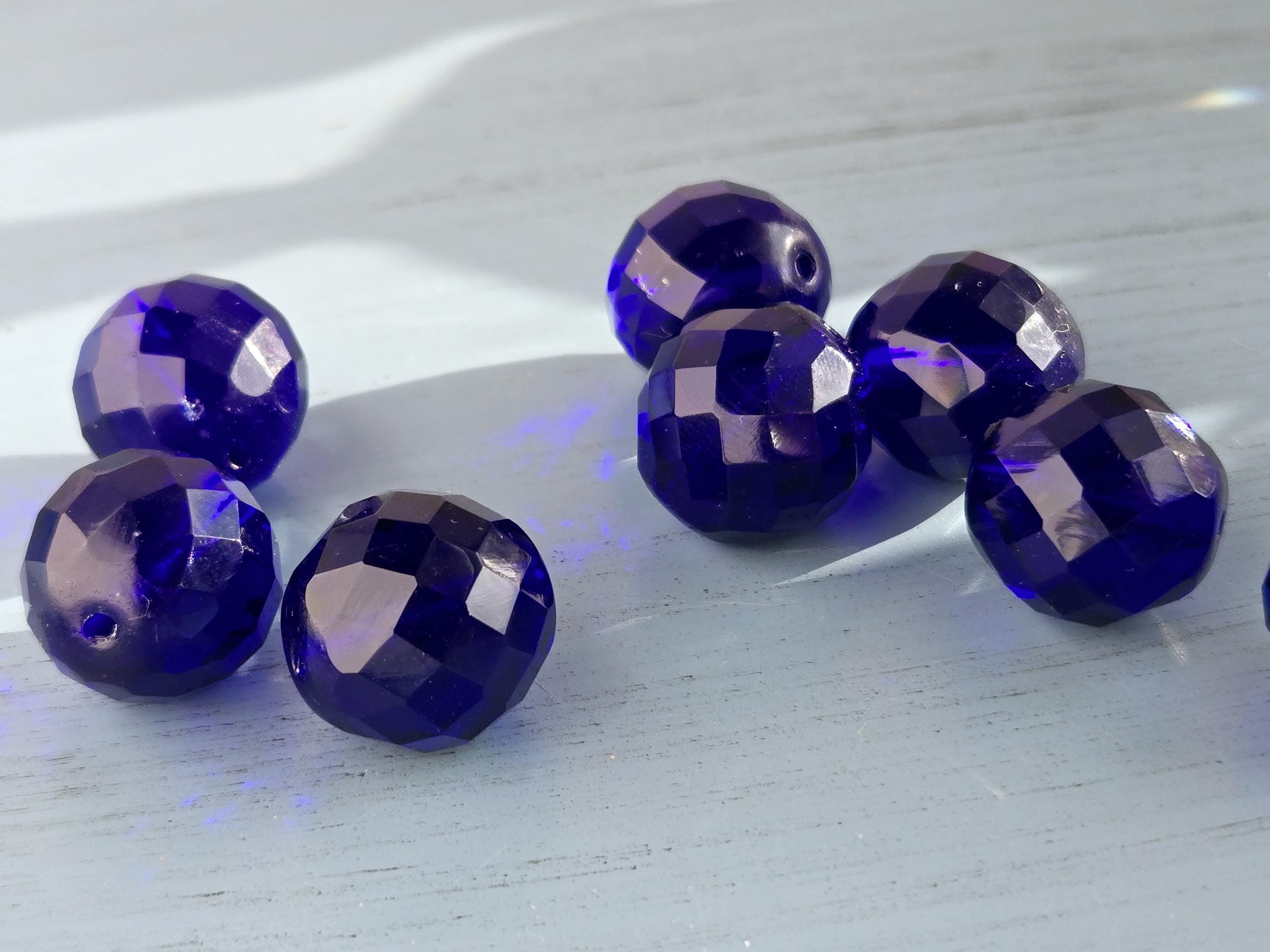 Czech Fire Polished Cobalt Glass Beads 18mm (6 PCS)