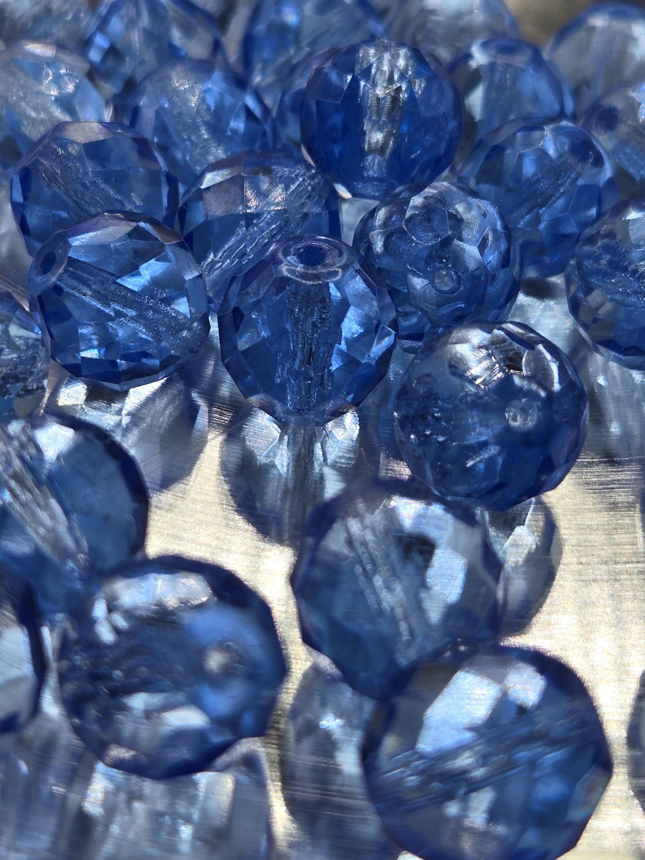 Czech Fire Polished Lt Sapphire Glass Beads 14mm (6 PCS)