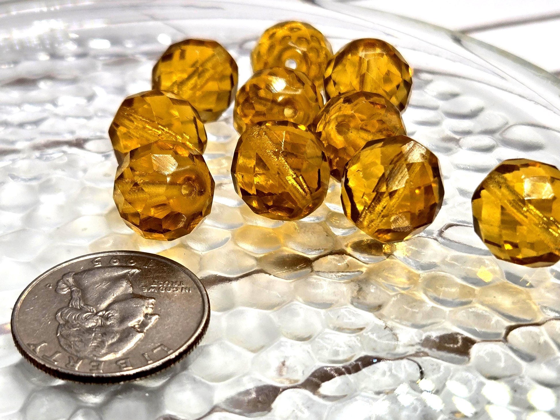 Preciosa Golden Topaz Czech Glass Beads, 14mm (15 PCS)