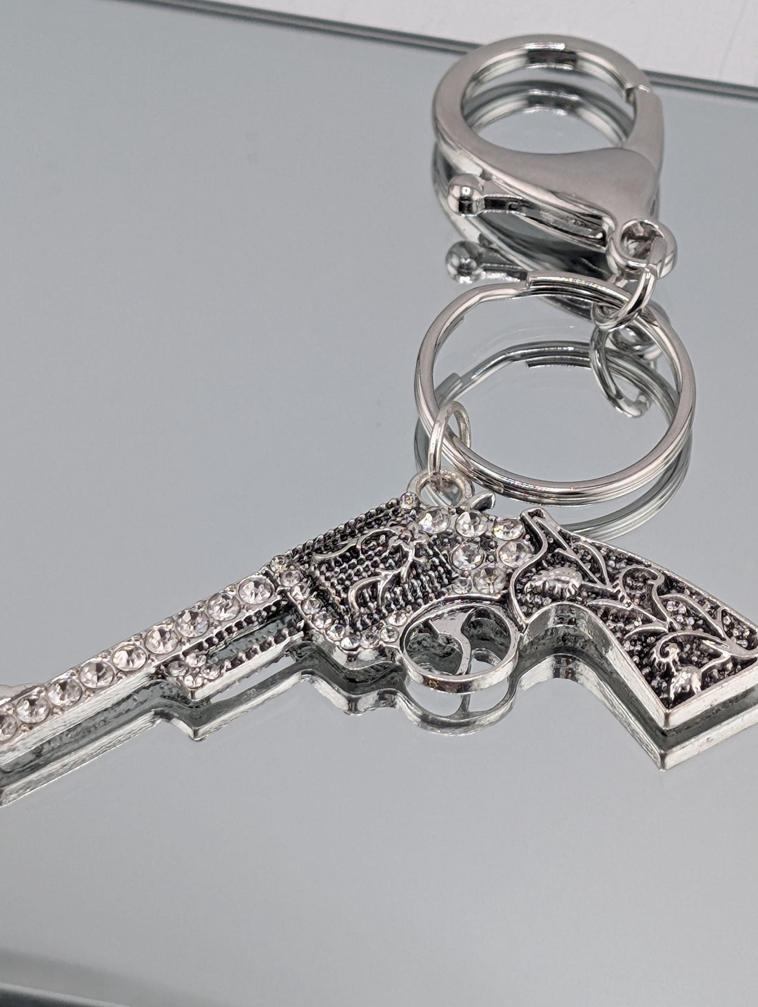 Pistol Pendant: Vintage Glam Goth Steampunk (Silver Tone Charm) | Bag Charm | Purse Accessory | Gift Idea