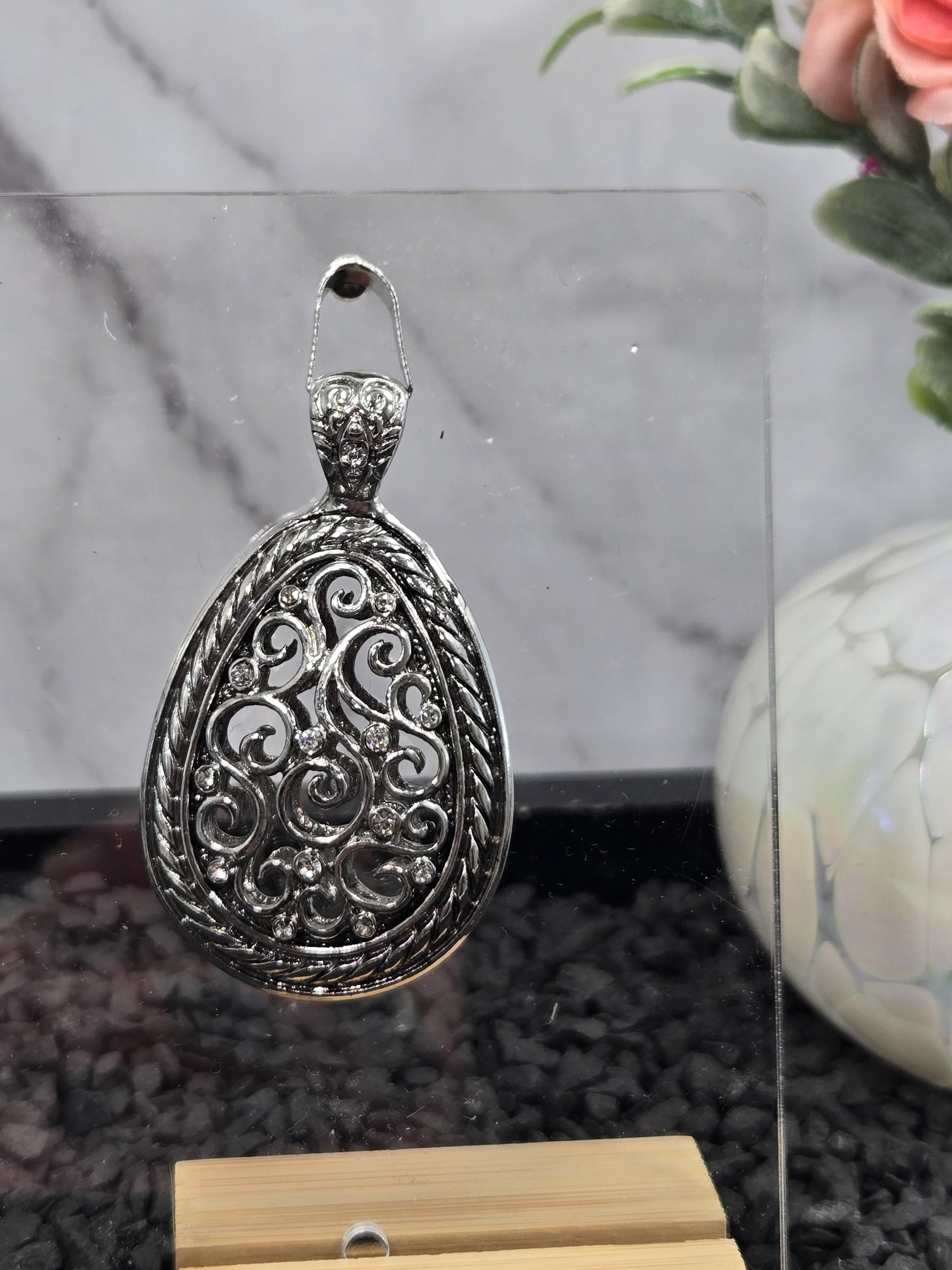 Ornate Gothic Pendant - Steampunk Skull Filigree Silver Charm | Bag Charm | Purse Accessory | Gift Idea