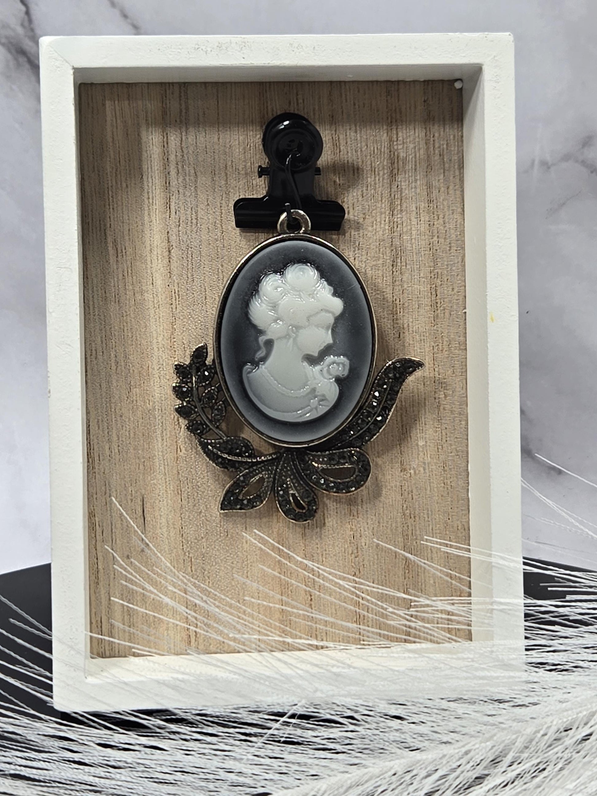 Bronze Cameo Pendant - Vintage Inspired with Sparkling Rhinestones