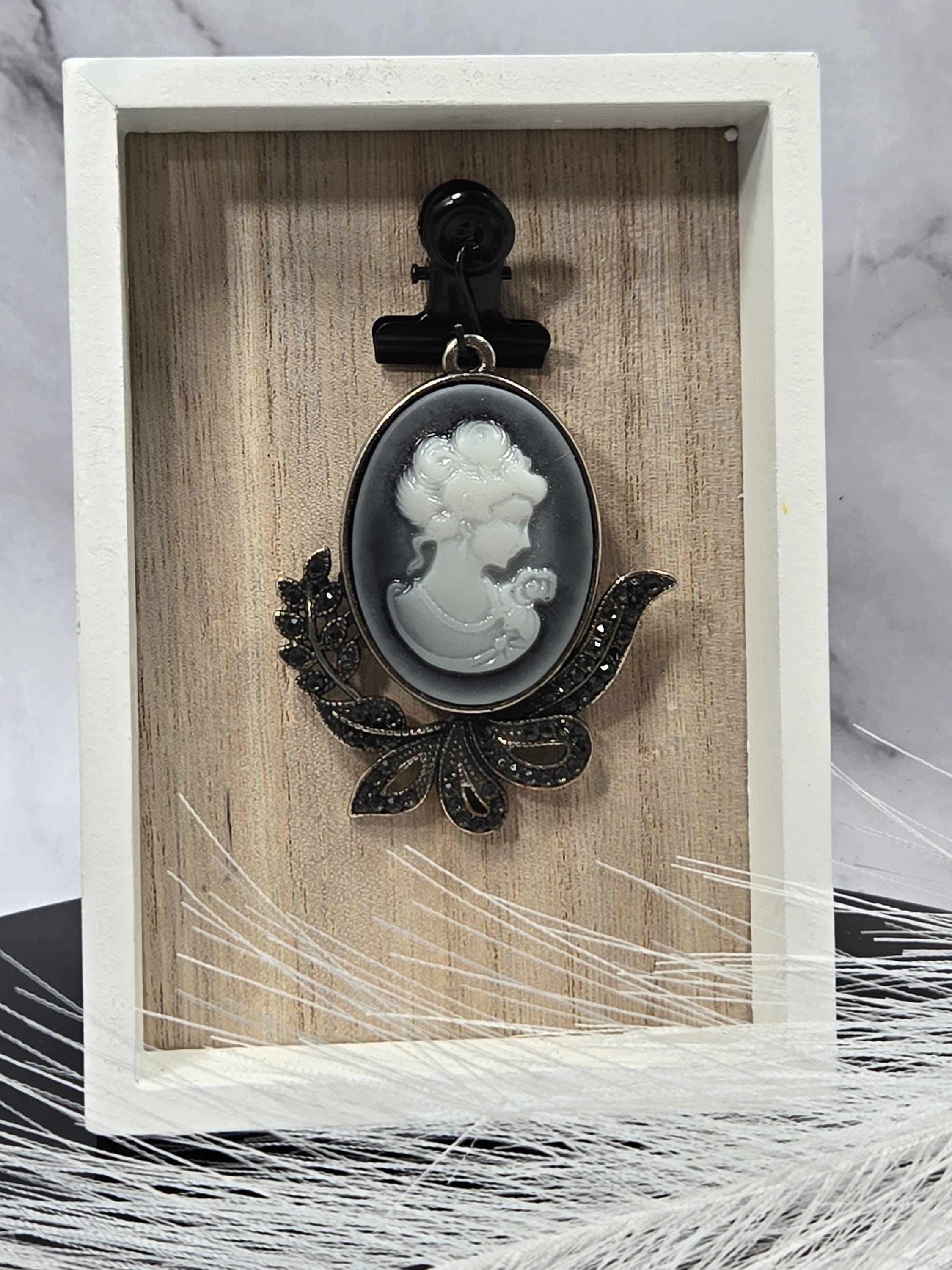 Bronze Cameo Pendant - Vintage Inspired with Sparkling Rhinestones