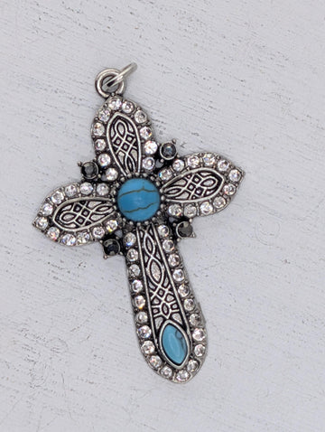 Turquoise Cross Pendant: Bold Country Style with Fallen Angel Charm