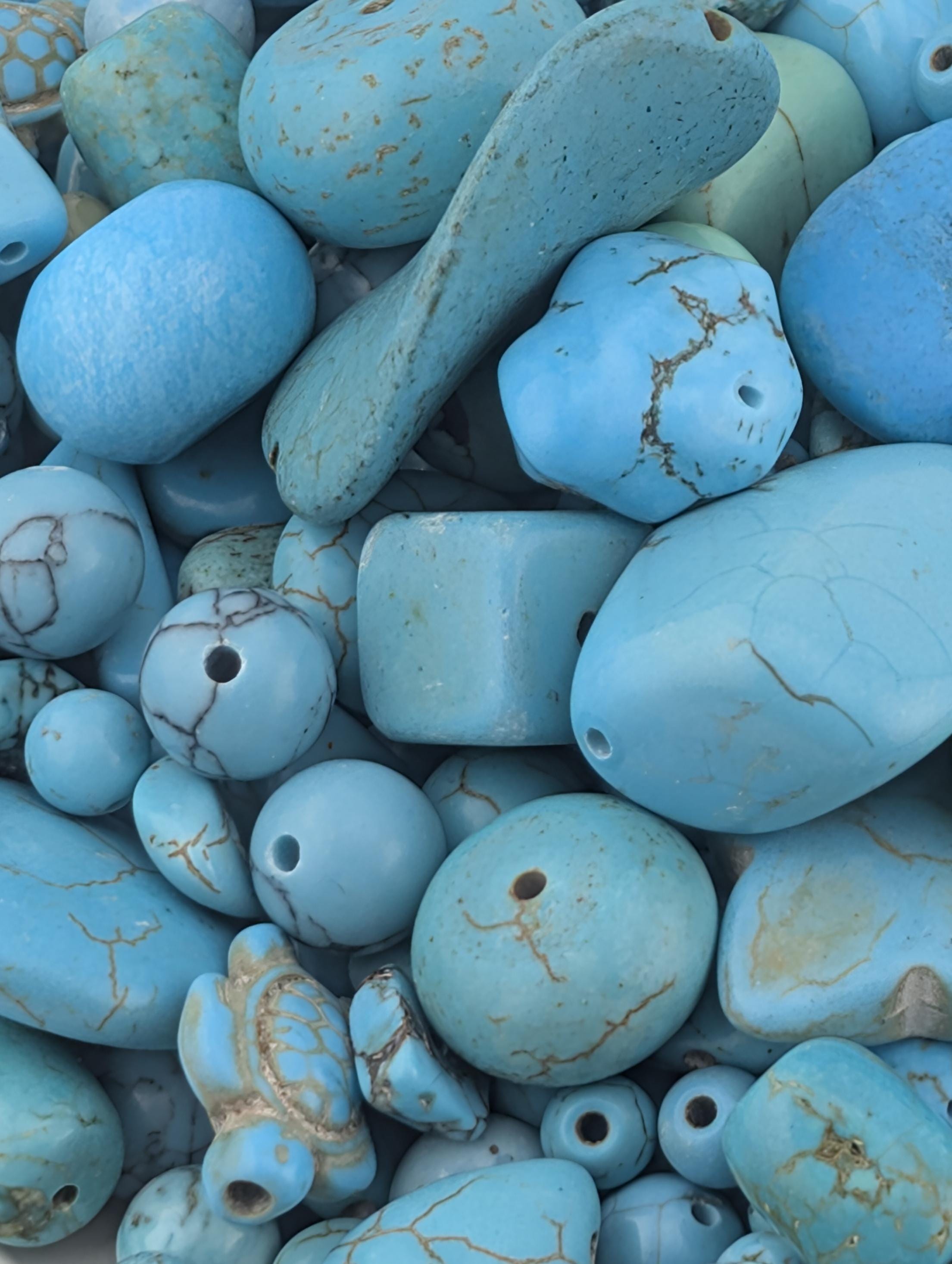 Gemstone Beads Mix: Turquoise, Howlite & Wagnerite - Natural Colors | Jewelry Making Bracelet Supply | Learise Curated Mix