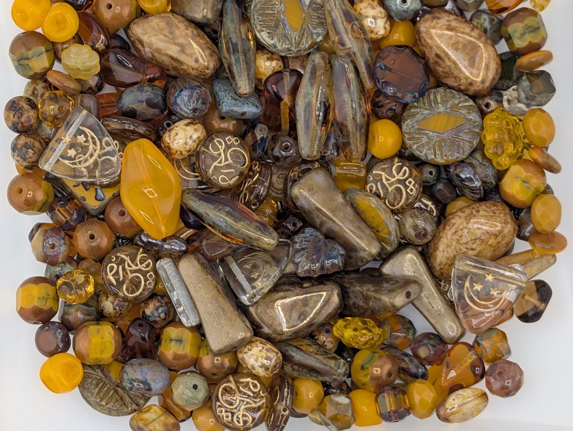 Exclusive "Marrakesh Sunset Mix" Burnt Orange Czech Glass Beads: Boho Vintage Jewelry Making Supply