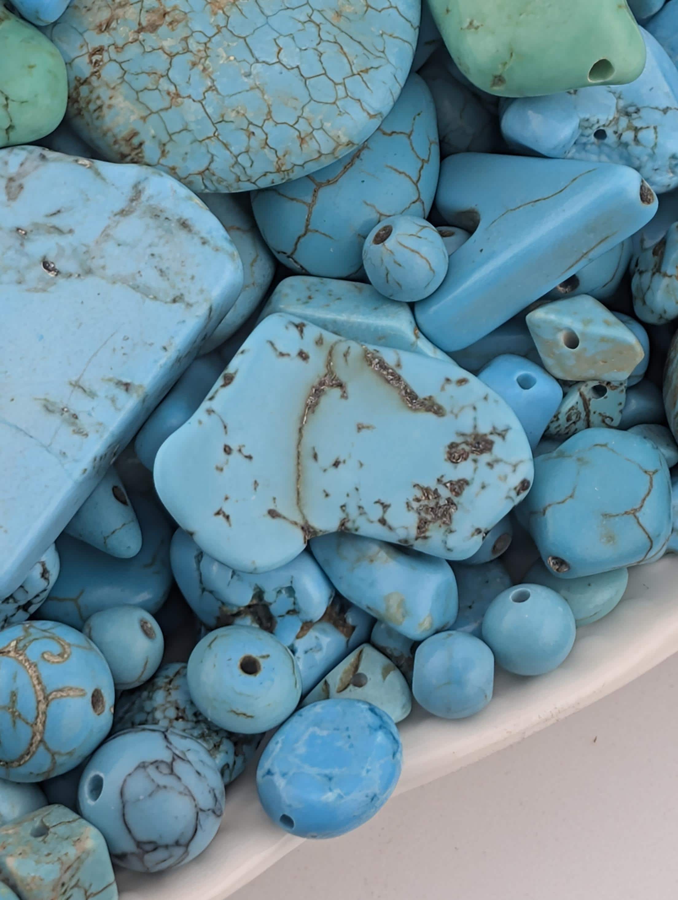 Gemstone Beads Mix: Turquoise, Howlite & Wagnerite - Natural Colors | Jewelry Making Bracelet Supply | Learise Curated Mix