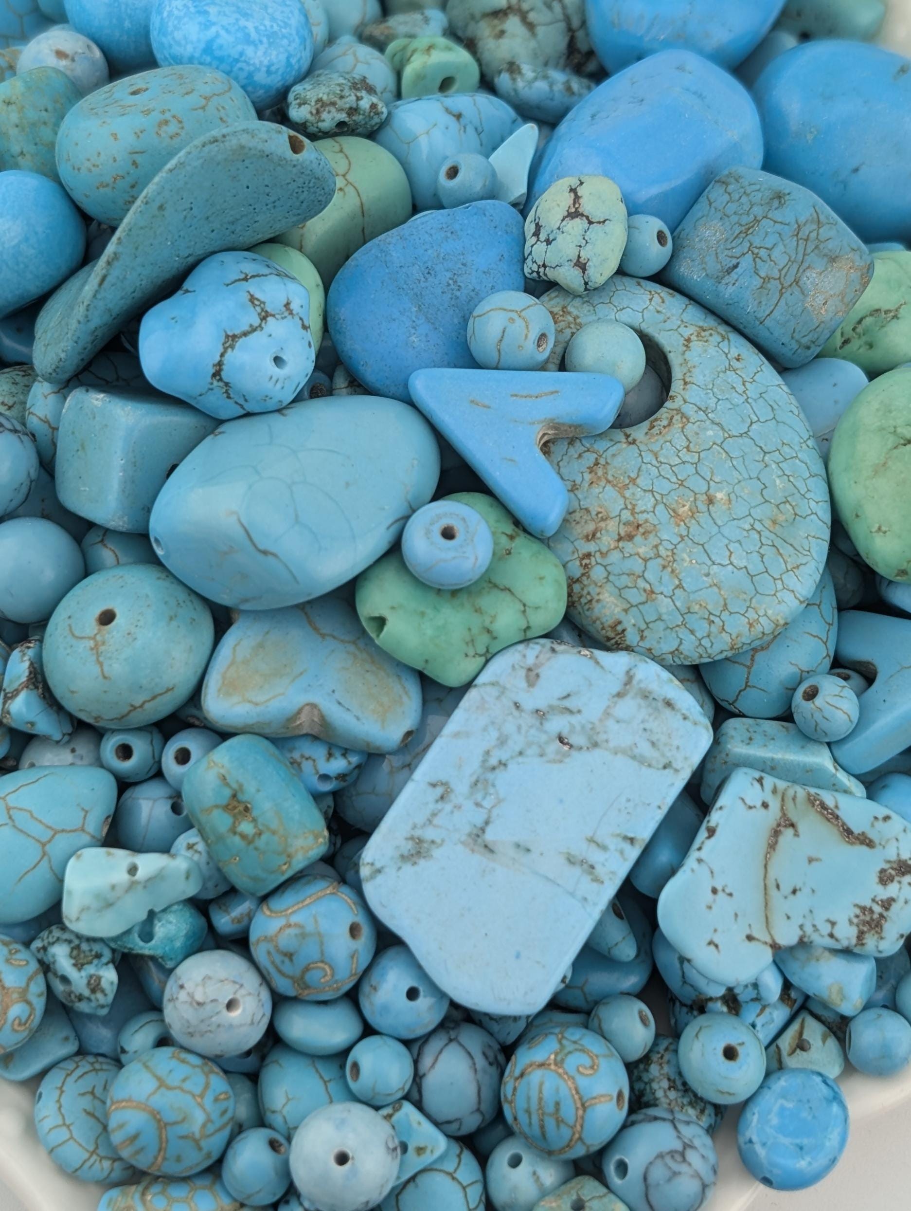 Gemstone Beads Mix: Turquoise, Howlite & Wagnerite - Natural Colors | Jewelry Making Bracelet Supply | Learise Curated Mix