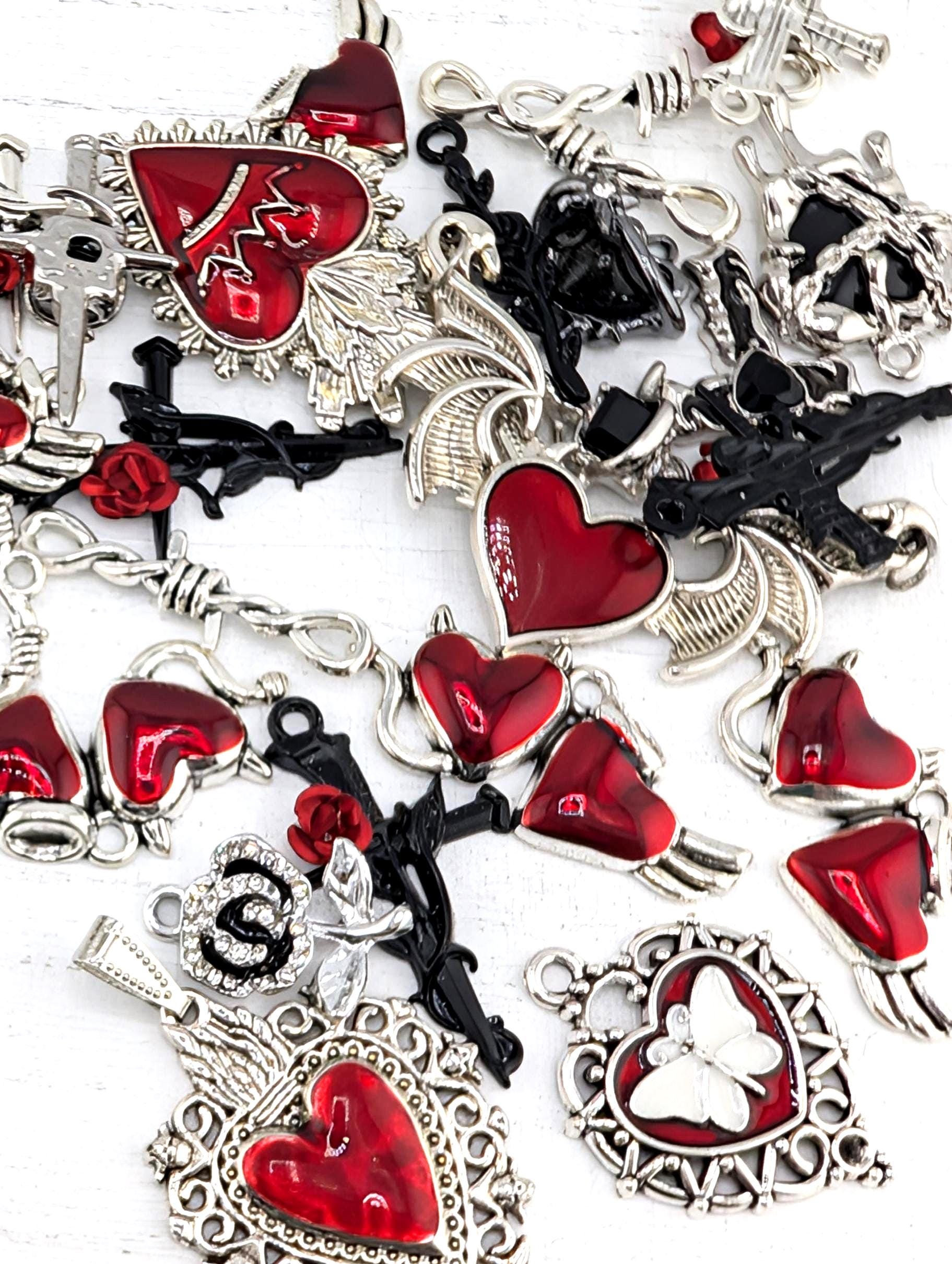 Glam Goth Halloween Charm Grab Bags - Skull and Rhinestone Mix