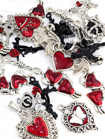 Glam Goth Halloween Charm Grab Bags - Skull and Rhinestone Mix