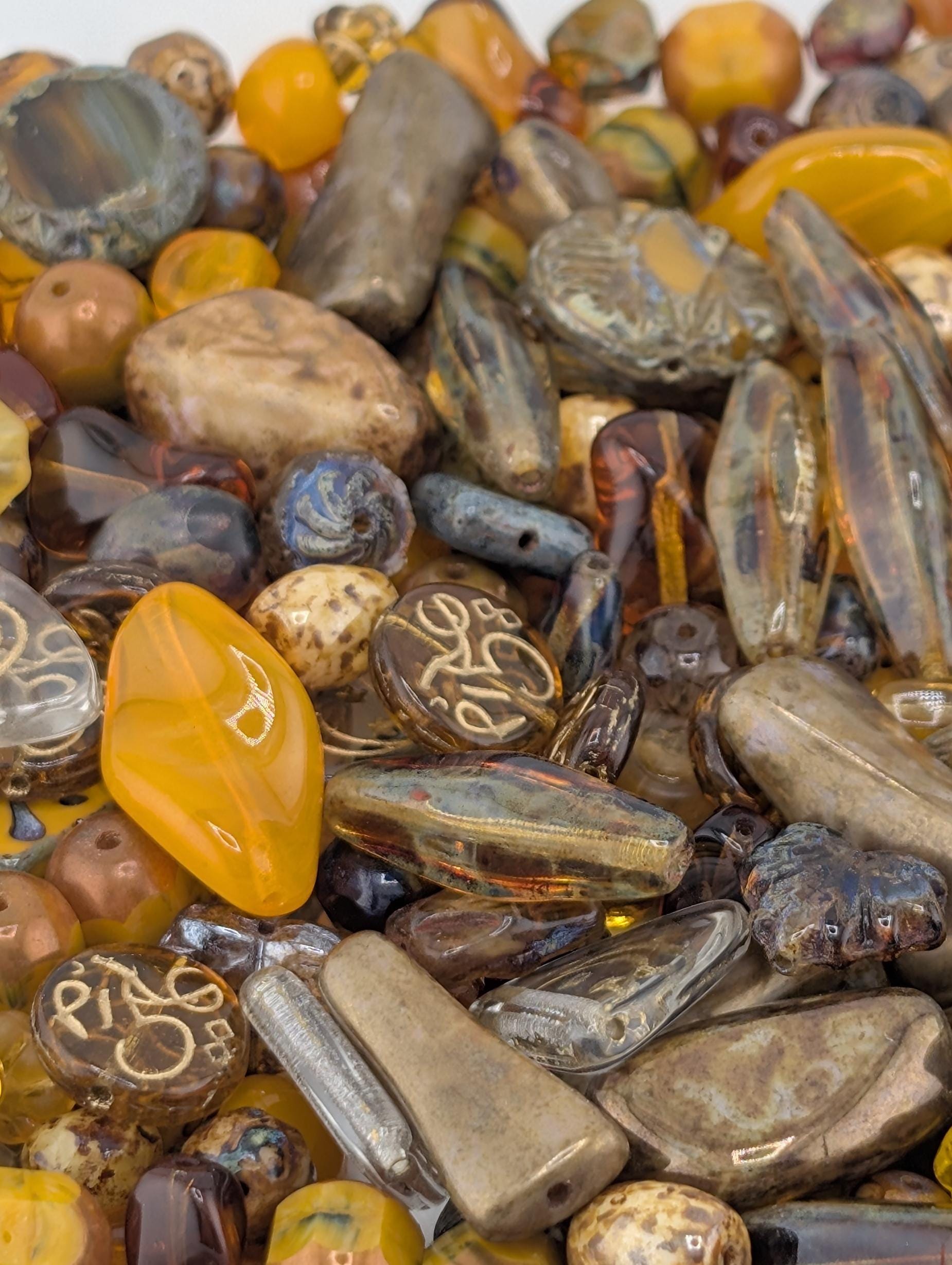 Exclusive "Marrakesh Sunset Mix" Burnt Orange Czech Glass Beads: Boho Vintage Jewelry Making Supply