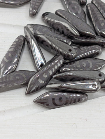 Dagger Beads,Peacock Laser Etched, Jewelry Making Components, 25pcs) Set Purple Iris Peacock Matte