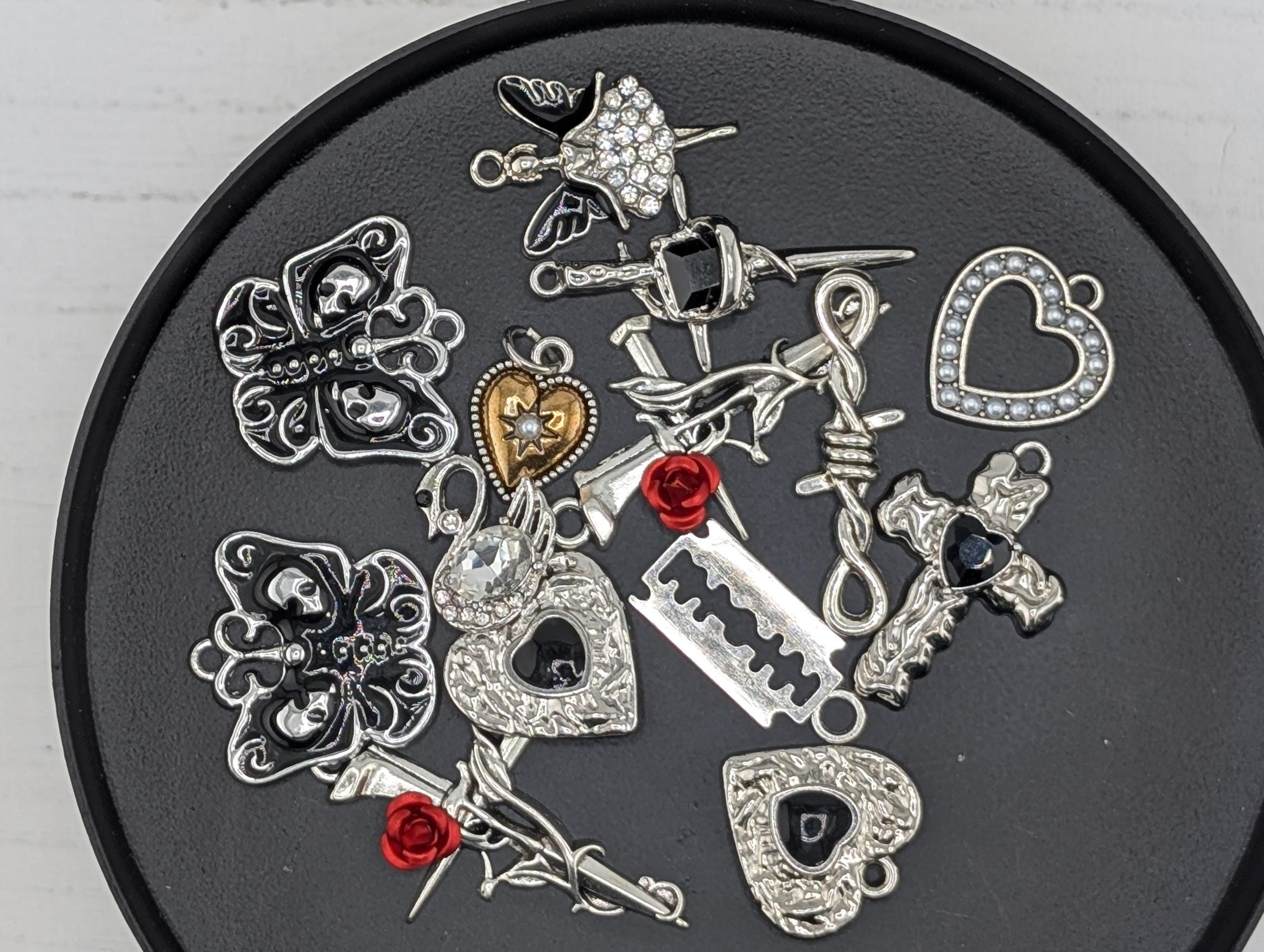 Glam Goth Halloween Charm Grab Bags - Skull and Rhinestone Mix