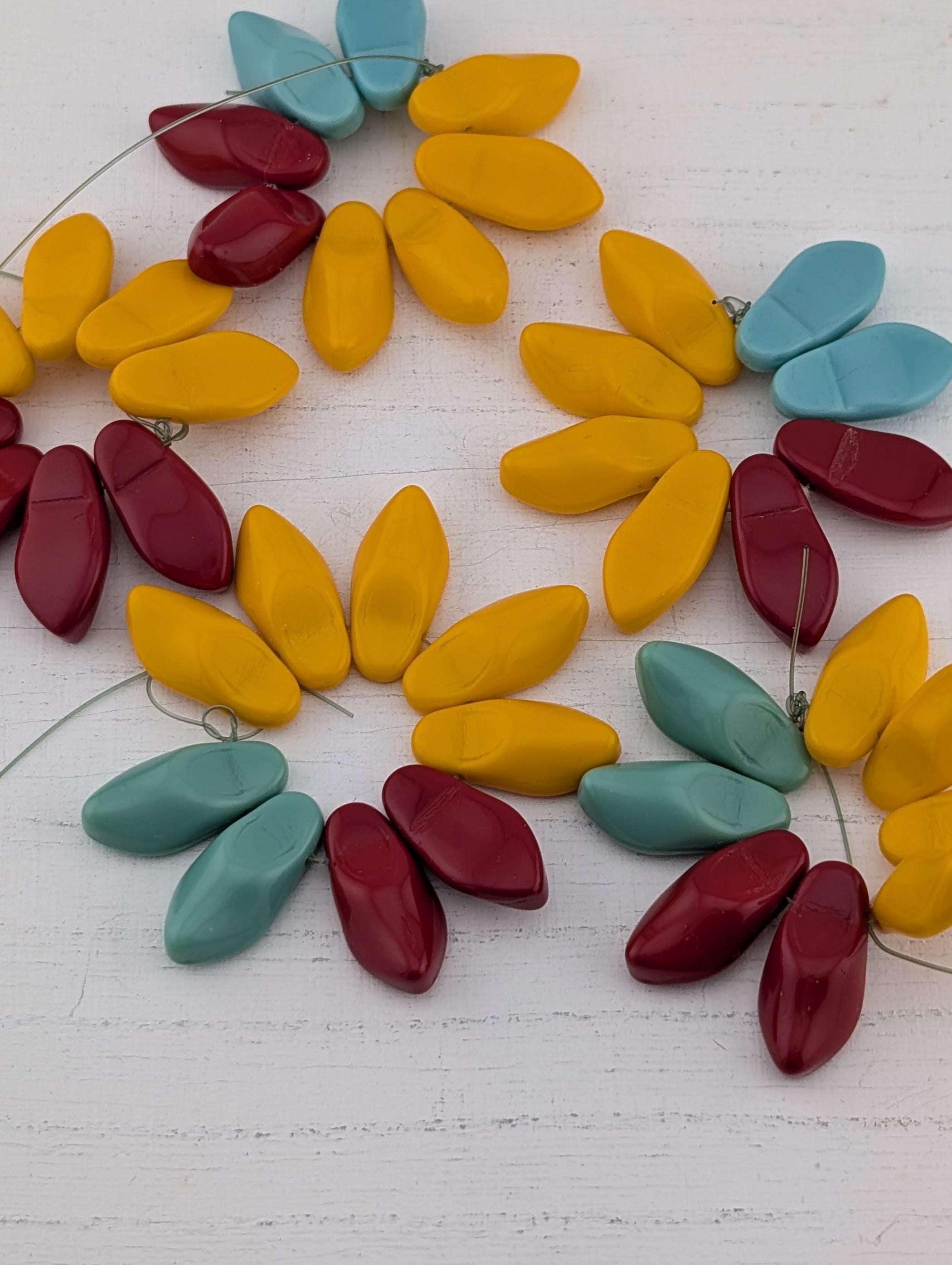 23x10mm Czech Glass Clog Shoe Beads: Boho Jewelry Making Supply (9 pcs)