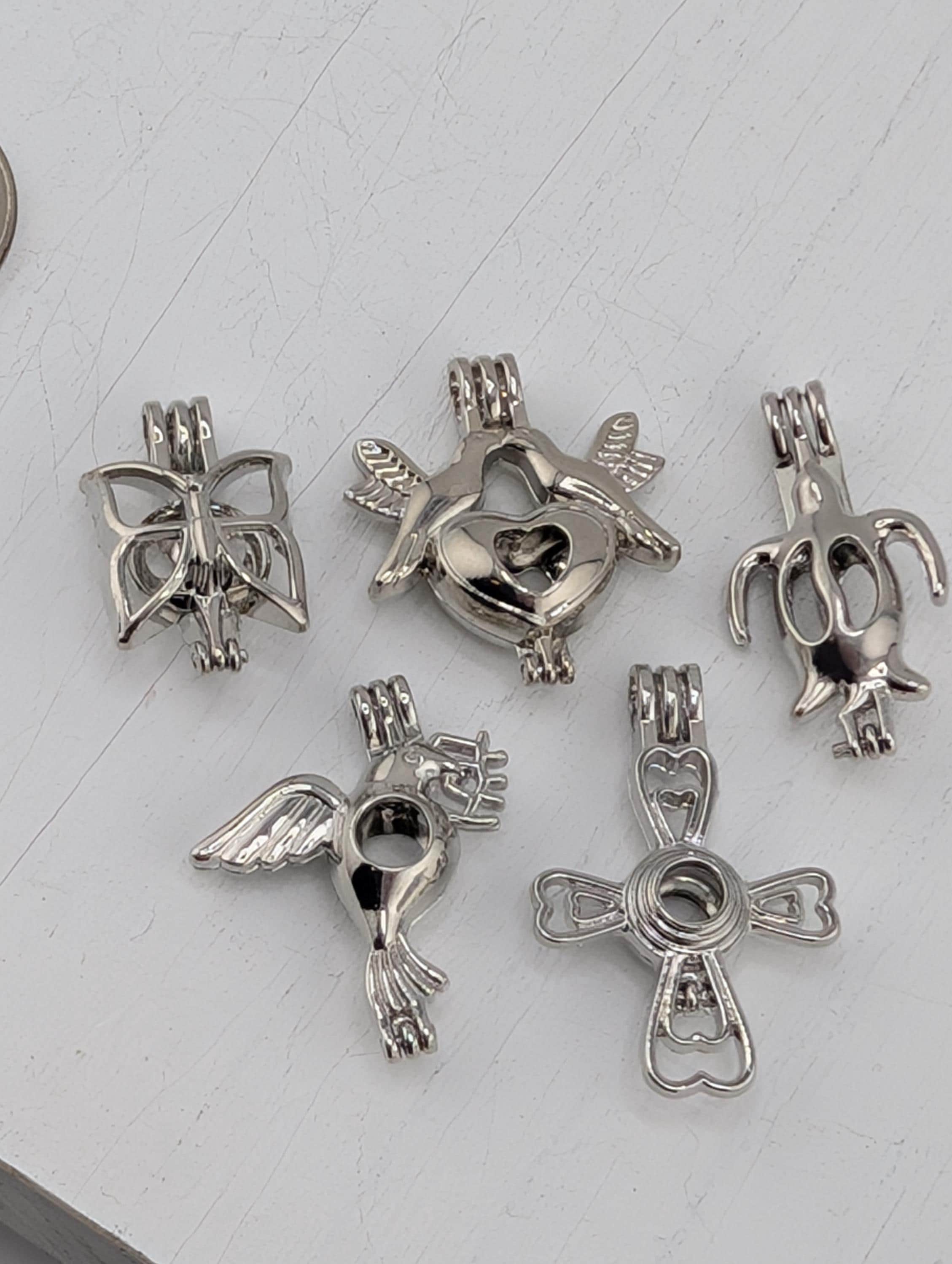 Set of 6 Gemstone Bead Holder Pendant or Bag Charm