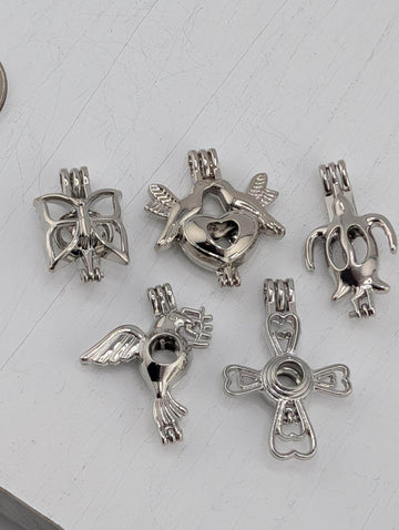 Set of 6 Gemstone Bead Holder Pendant or Bag Charm