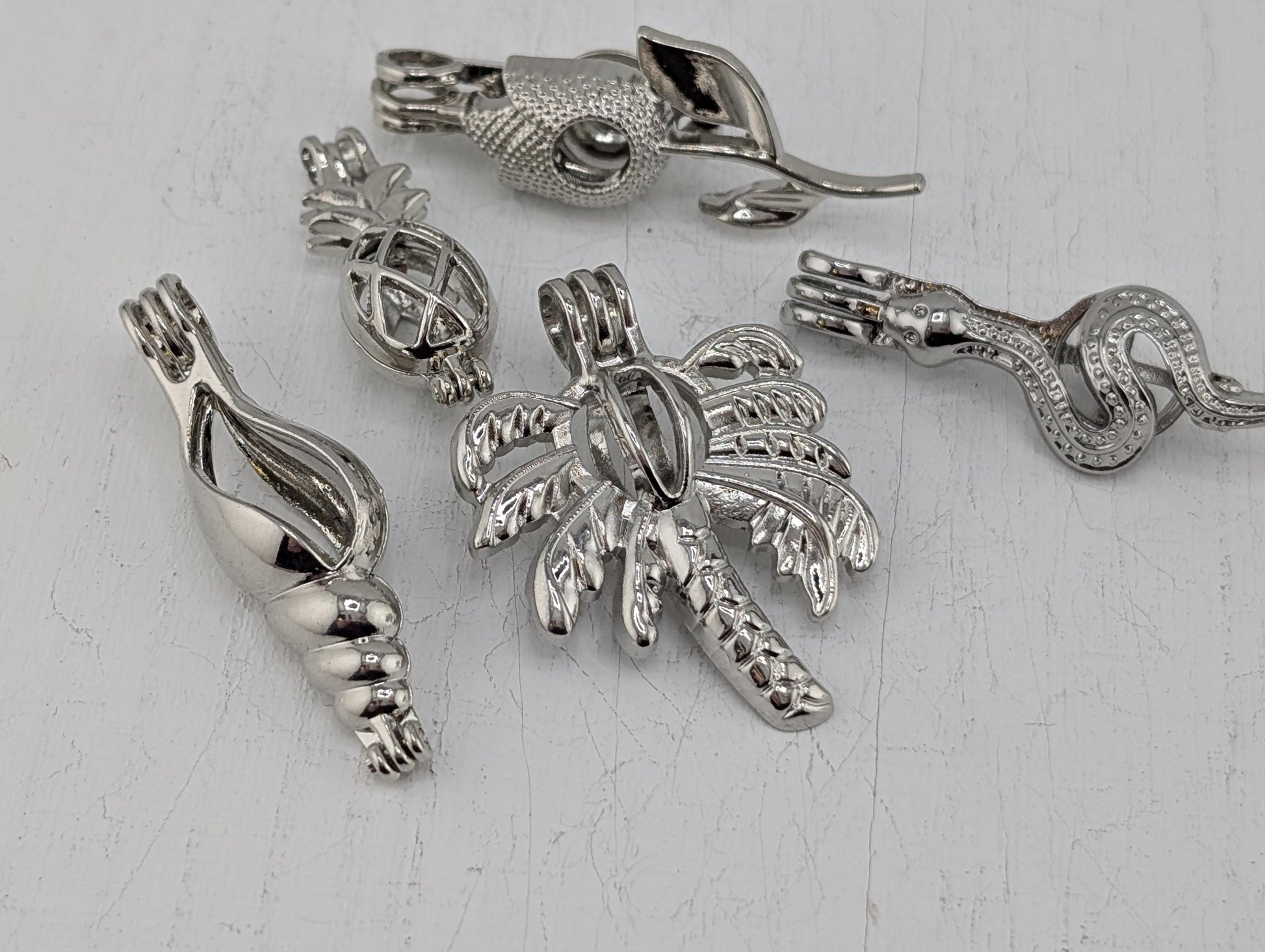 Set of 5 Gemstone Bead Holder Pendant or Bag Charm