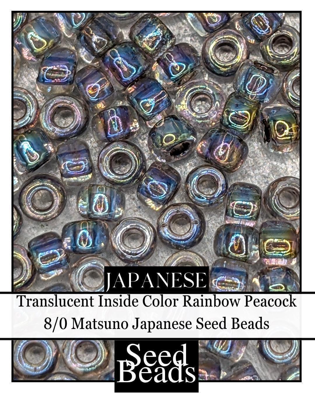 Rainbow Peacock Seed Beads: Translucent Inside Color (8/0 Size)