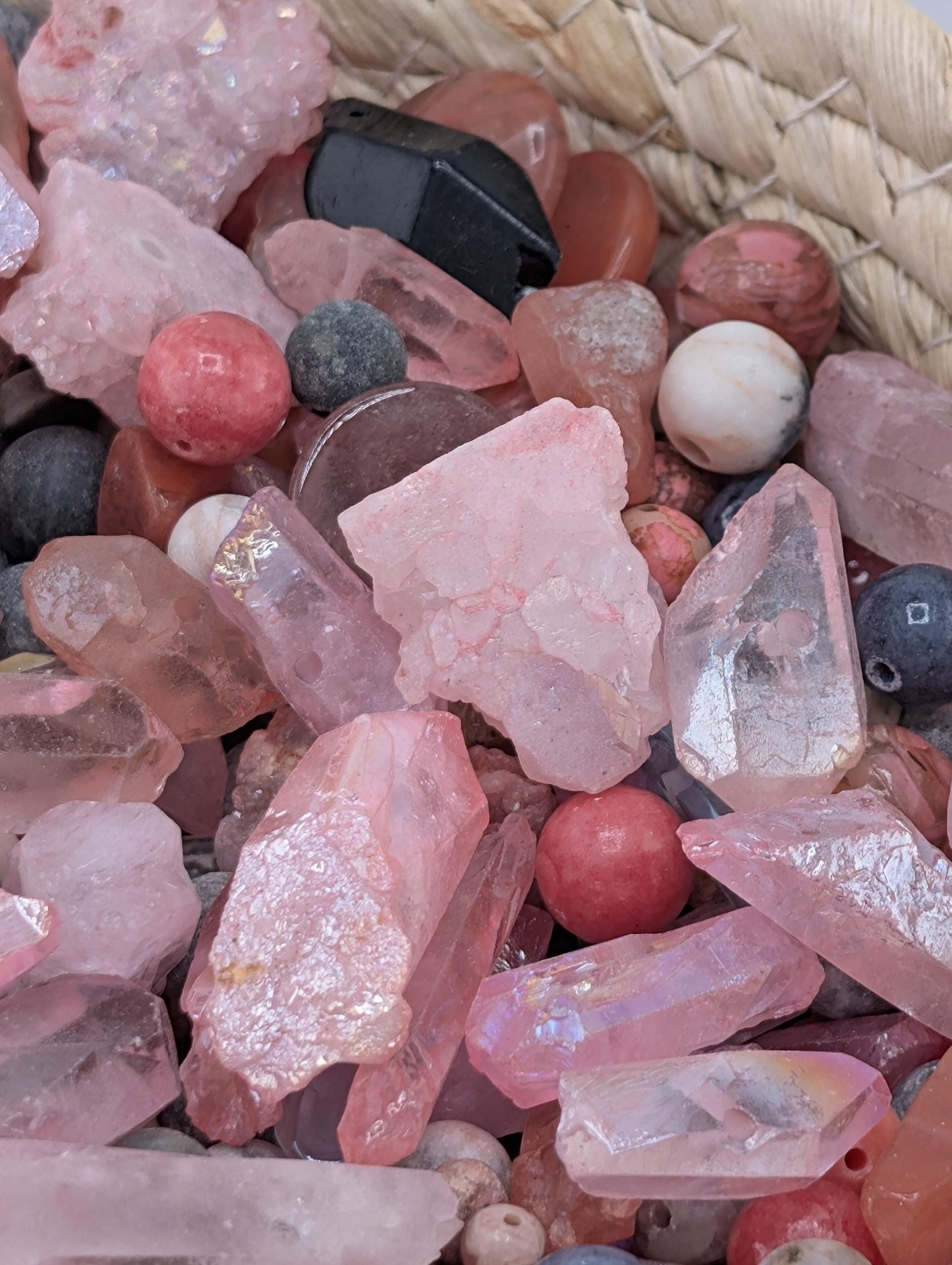 Black Tie Bubblegum Gemstone Bead Mix - Natural Semi-Precious Craft Lot | Jewelry Making Bracelet Supply | Learise Curated Mix