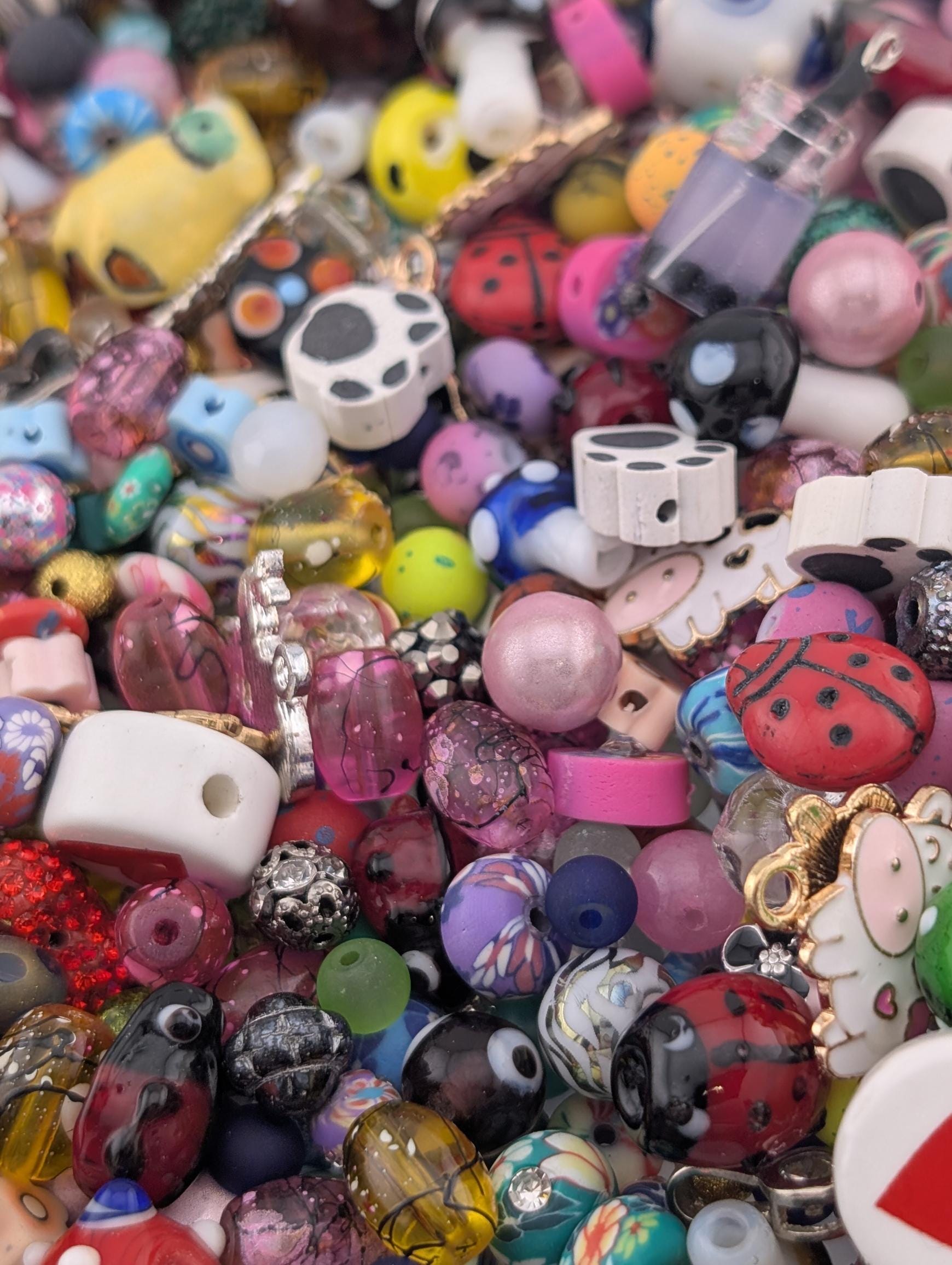 Whimsical Childrens Theme Charm & Glass Bead Soup: ALL Beads are GLASS DIY Jewelry Making Supplies (56g Pkg)