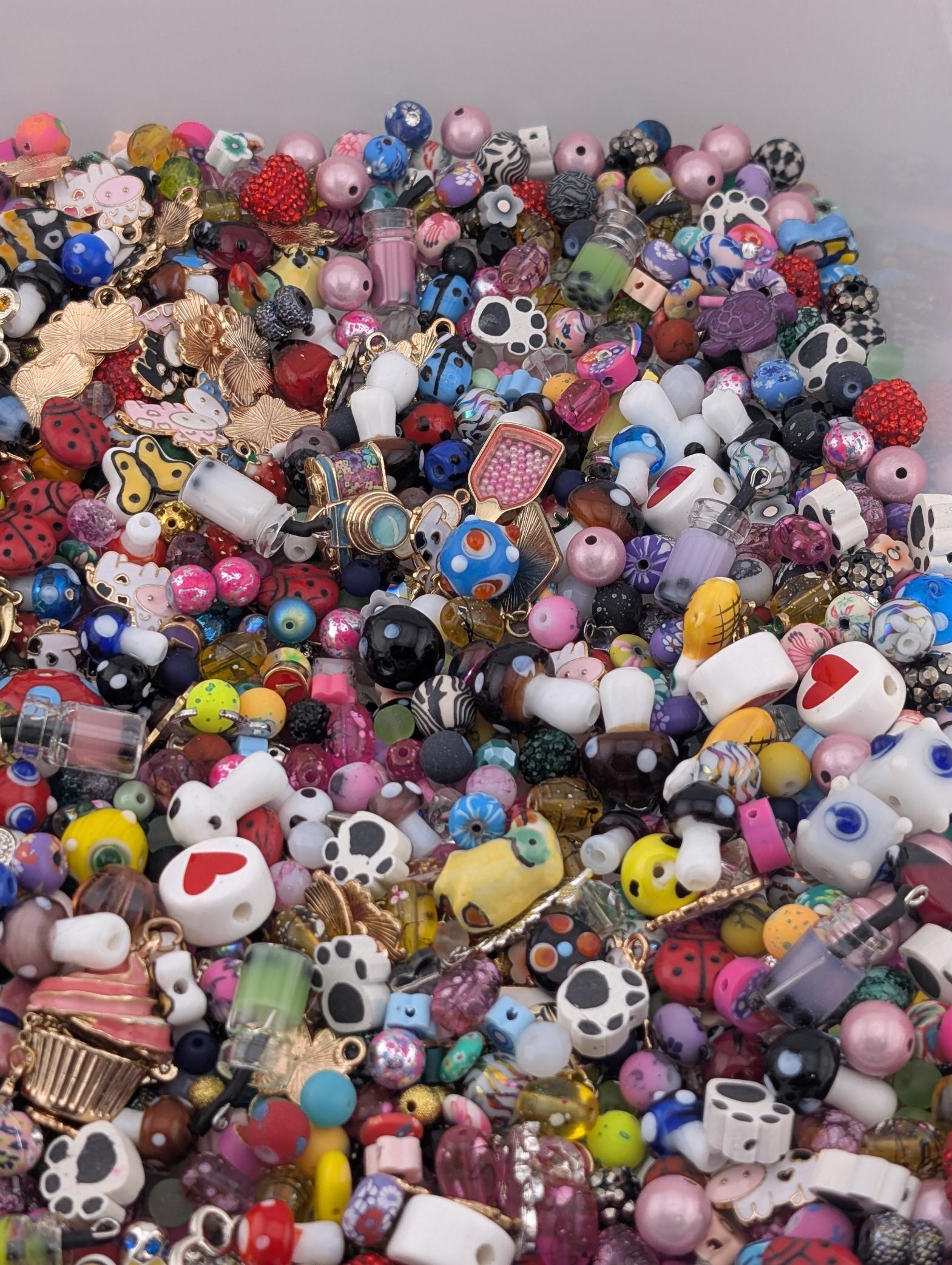 Colorful Glass Bead Soup with Kids Charms - DIY Jewelry Mix | Jewelry Making Bracelet Supply | Learise Curated Mix