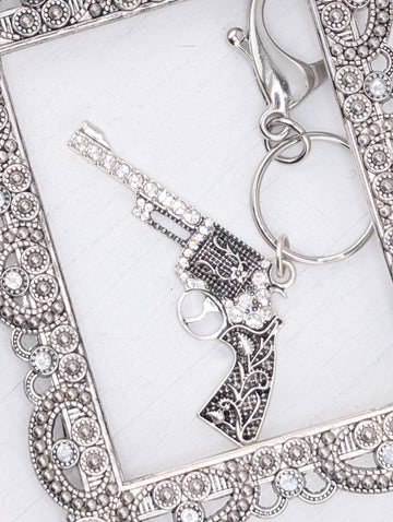 Pistol Pendant: Vintage Glam Goth Steampunk, Silver Tone Charm | Zinc Alloy