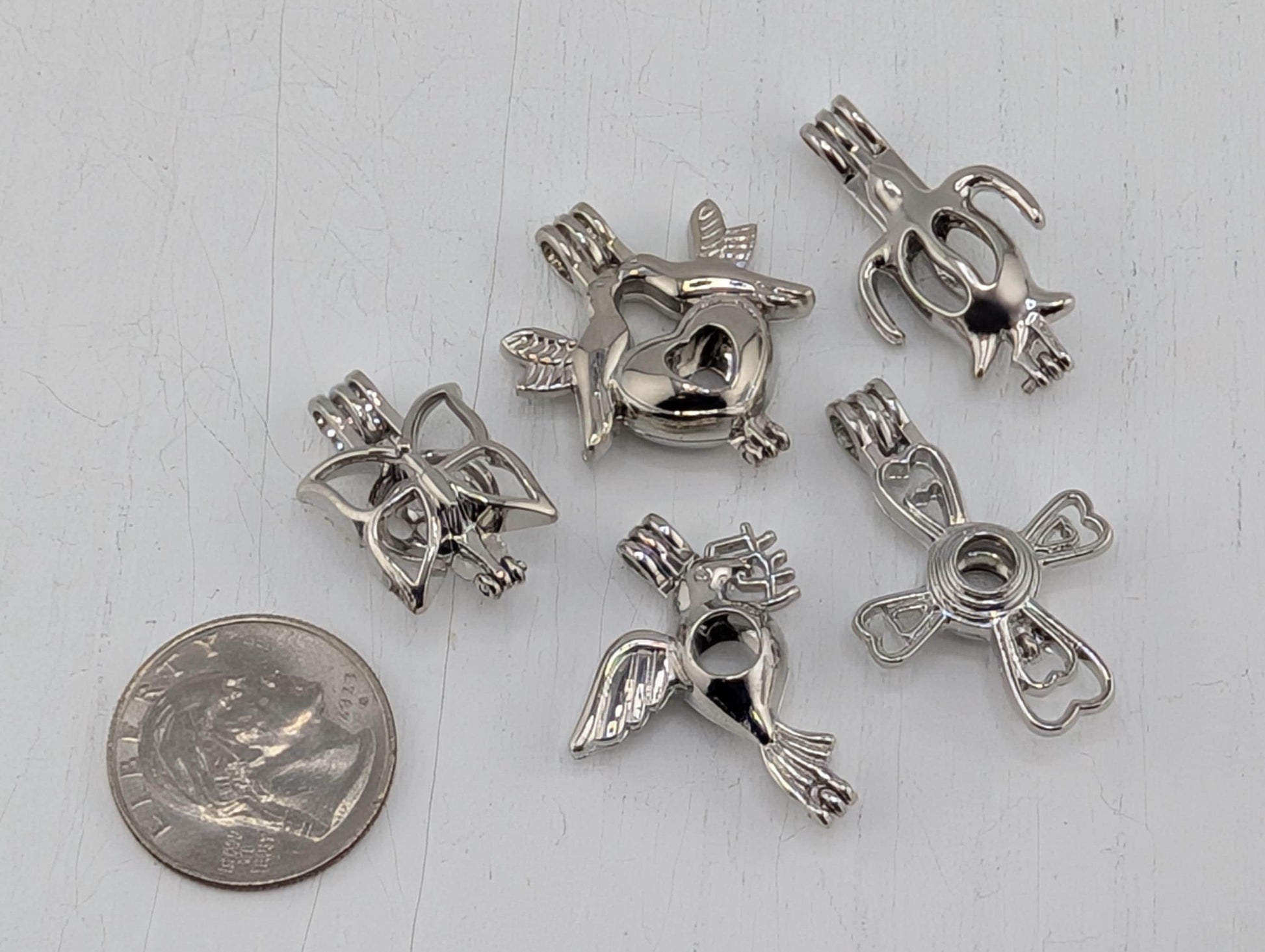 Set of 6 Gemstone Bead Holder Pendant or Bag Charm