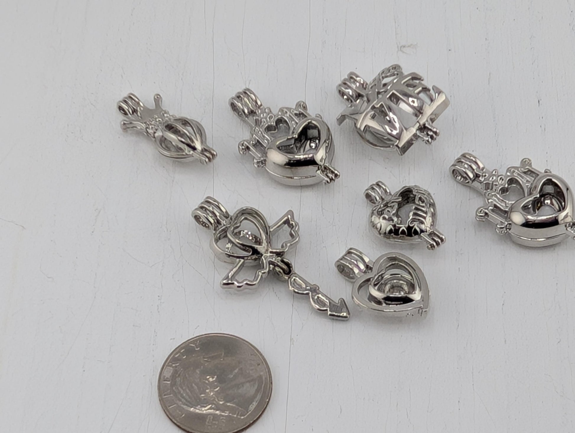 Set of 7 Gemstone Bead Holder Pendant or Bag Charm