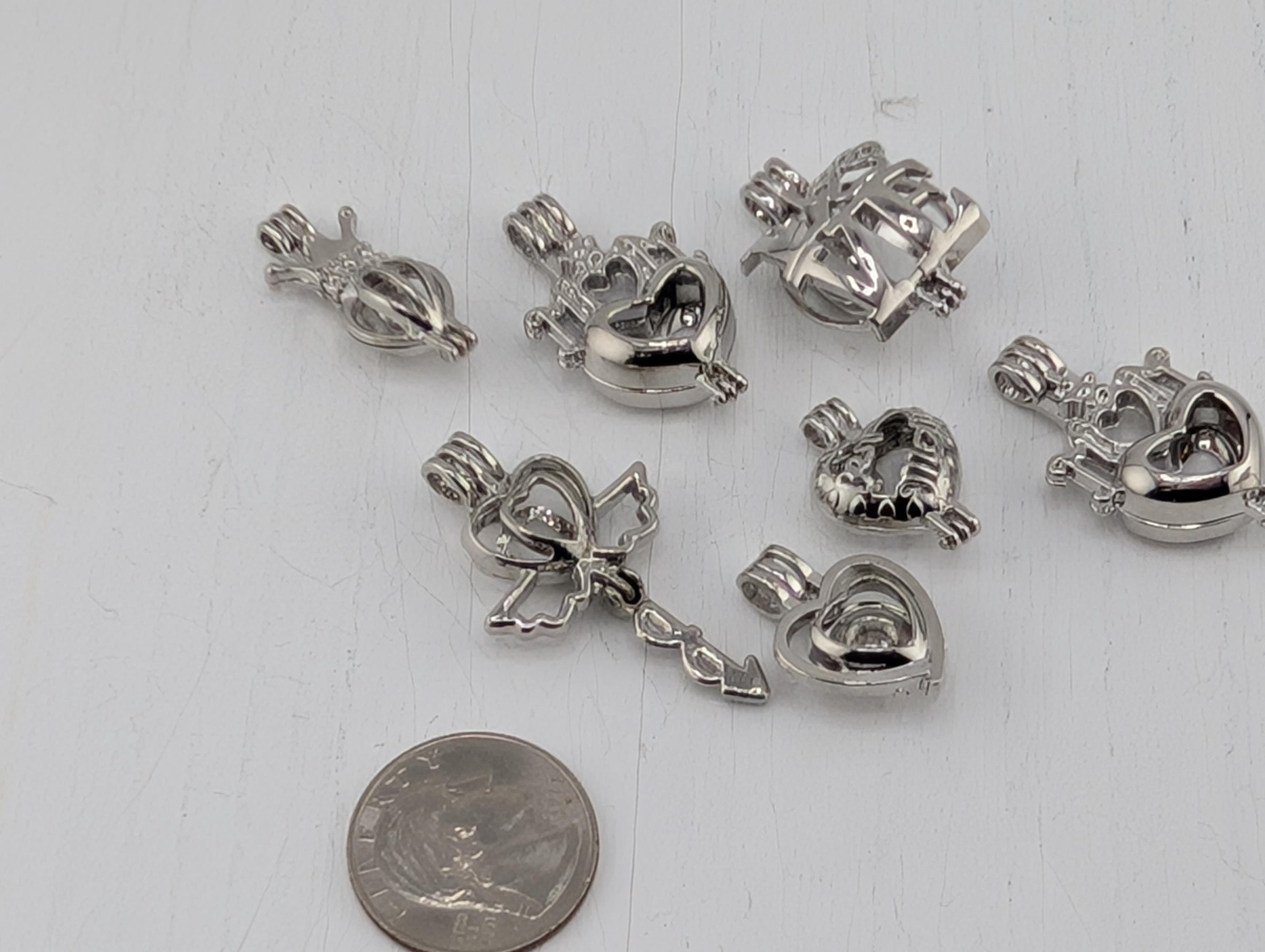 Set of 7 Gemstone Bead Holder Pendant or Bag Charm