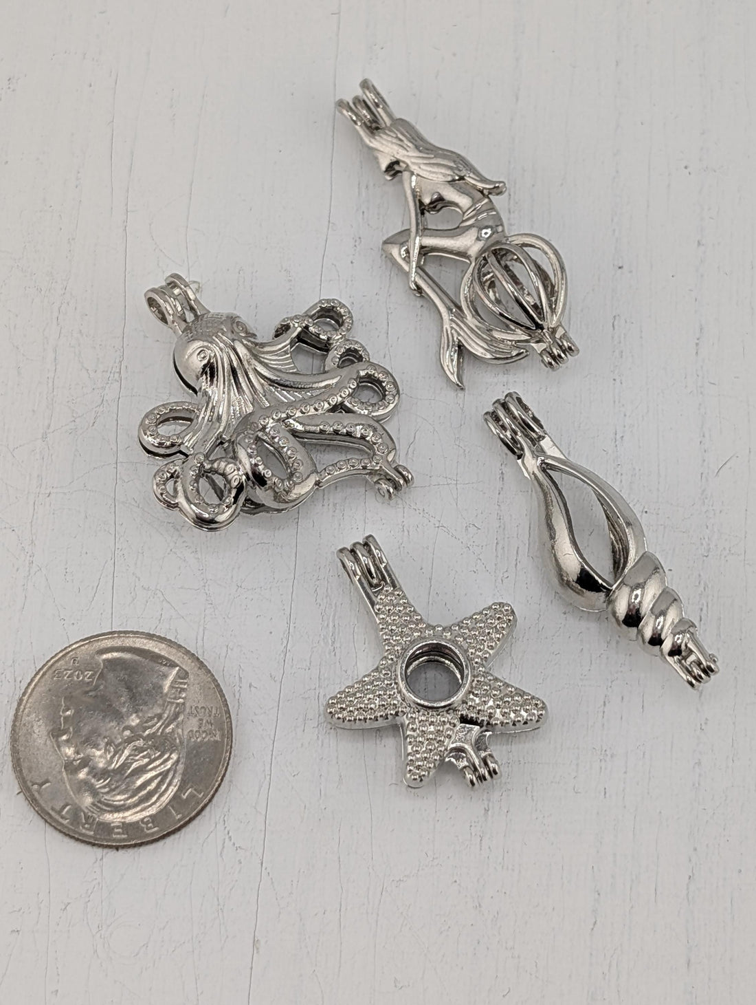 Set of 5 Gemstone Bead Holder Pendant or Bag Charm