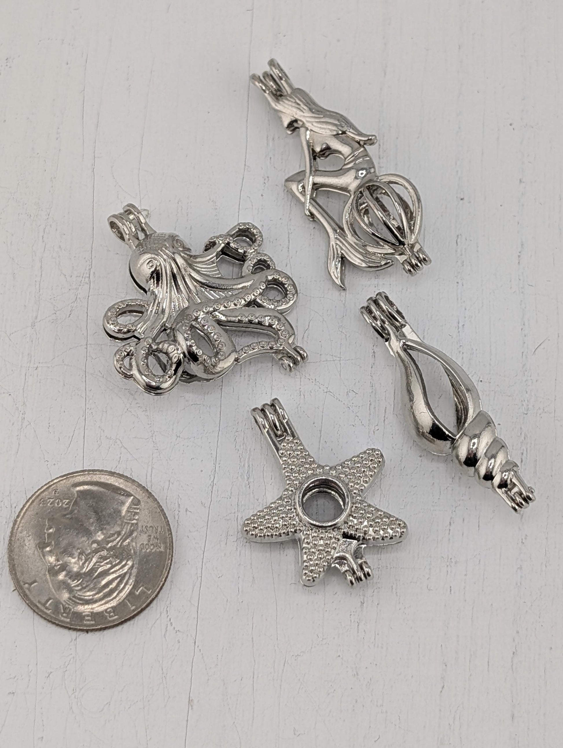 Set of 5 Gemstone Bead Holder Pendant or Bag Charm