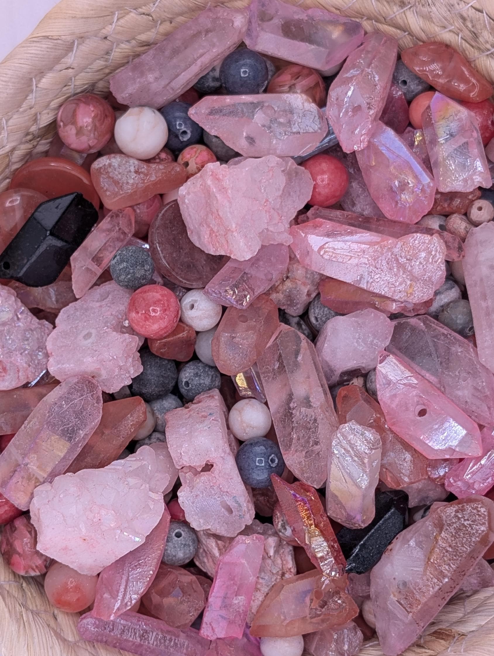 Black Tie Bubblegum Gemstone Bead Mix - Natural Semi-Precious Craft Lot | Jewelry Making Bracelet Supply | Learise Curated Mix