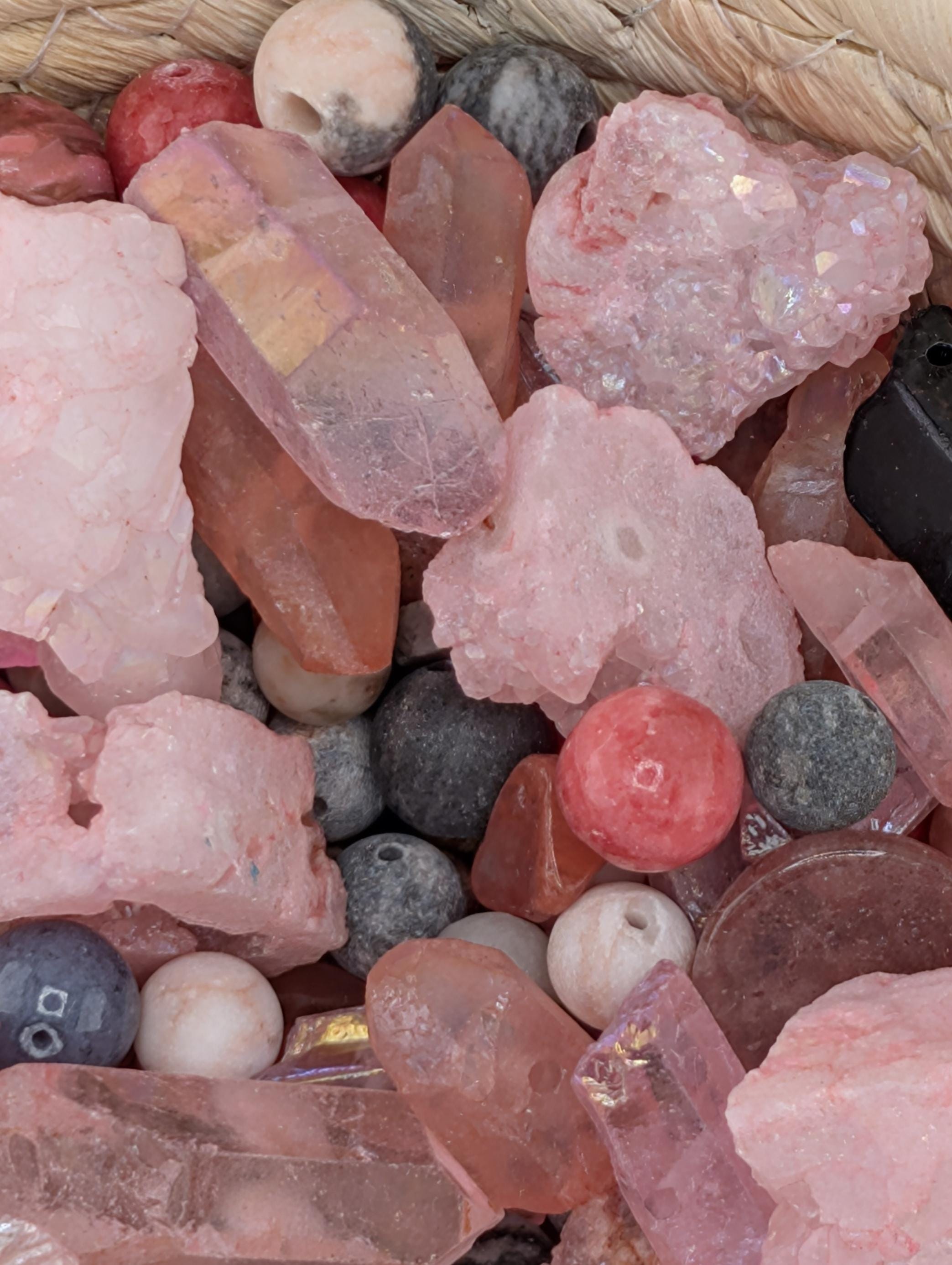 Black Tie Bubblegum Gemstone Bead Mix - Natural Semi-Precious Craft Lot | Jewelry Making Bracelet Supply | Learise Curated Mix