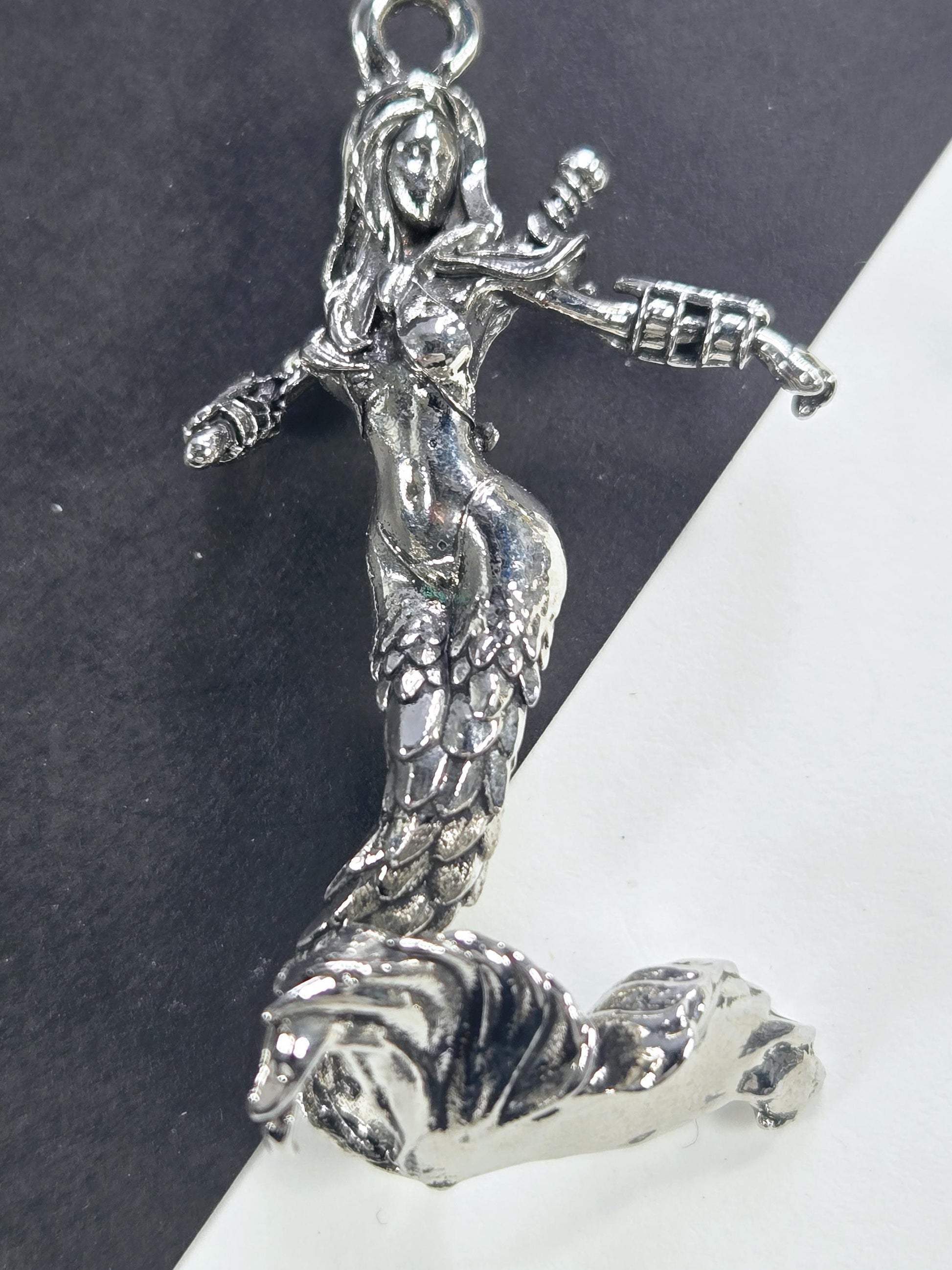 DIY Jewelry Charm: Fantasy, Sci-Fi Goddess of Waterl Silver Plated - Lightweight Pendant