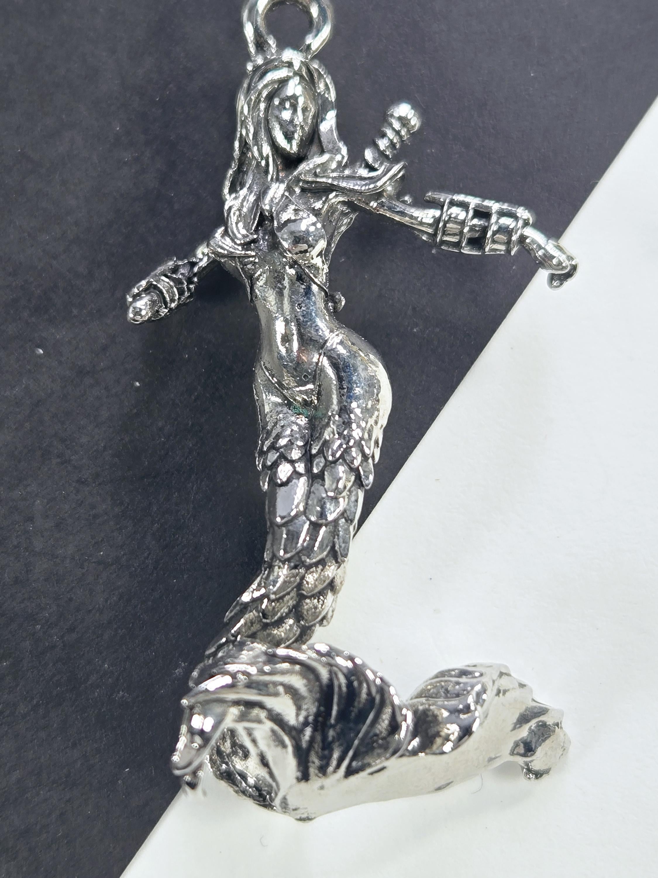 DIY Jewelry Charm: Fantasy, Sci-Fi Goddess of Waterl Silver Plated - Lightweight Pendant