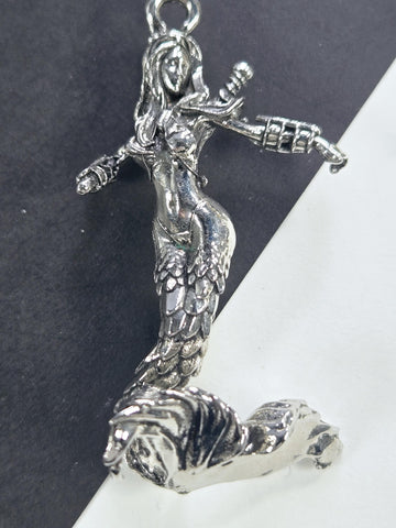 DIY Jewelry Charm: Fantasy, Sci-Fi Goddess of Waterl Silver Plated - Lightweight Pendant