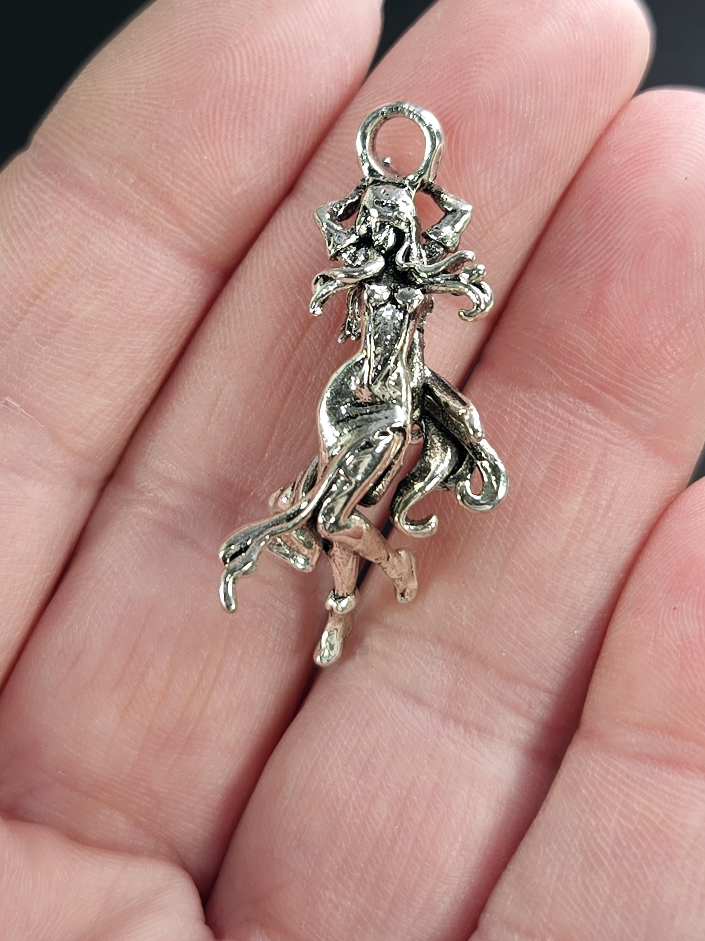 Angel Pendant Charm: Gothic Fantasy Style (Silver Plated Metal) | Beads for Jewelry Making | DIY Bracelet Earring Supply