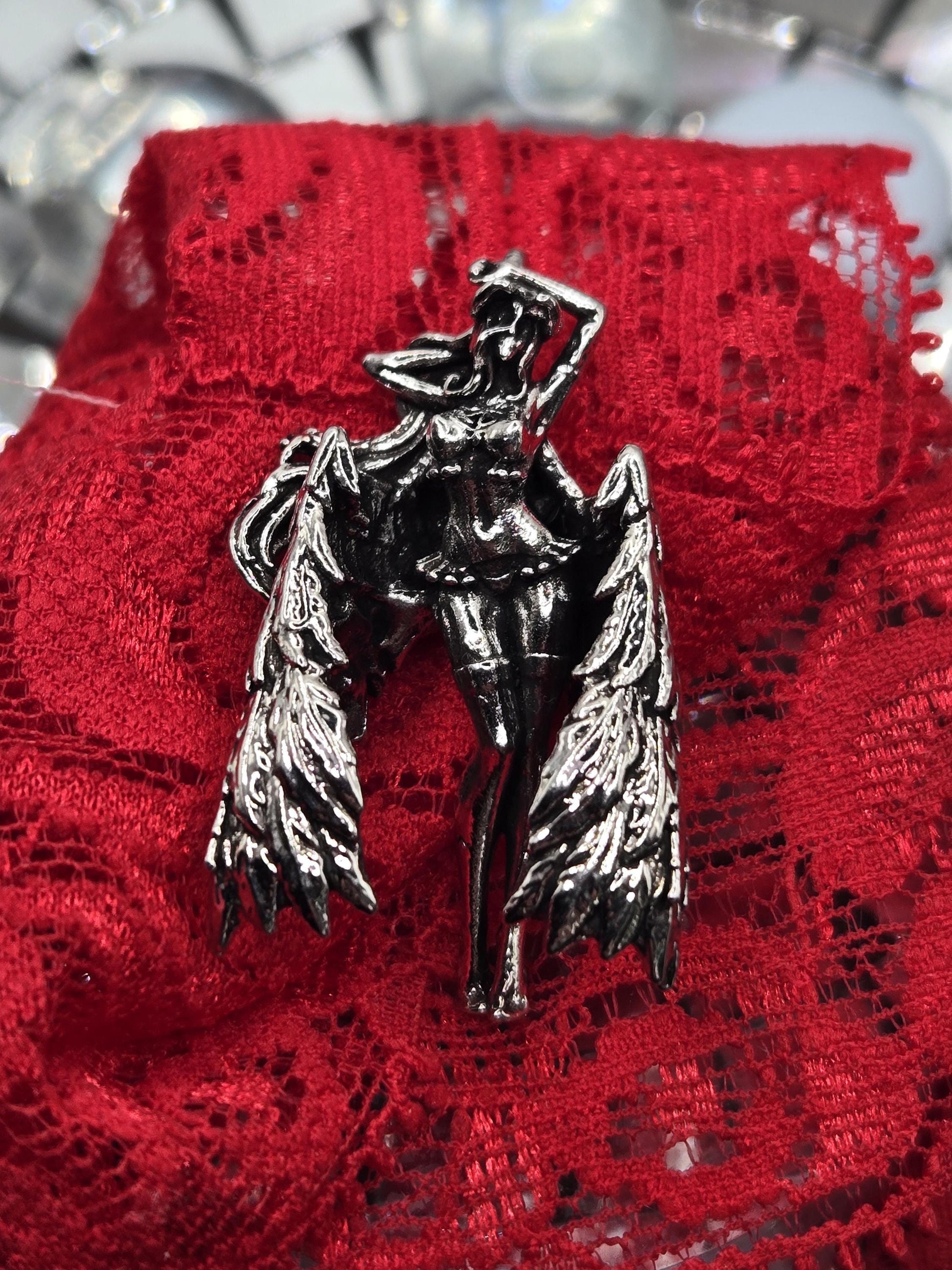Fantasy Girl Pendant: Silver Plated Gothic Charm | Beads for Jewelry Making | DIY Bracelet Earring Supply