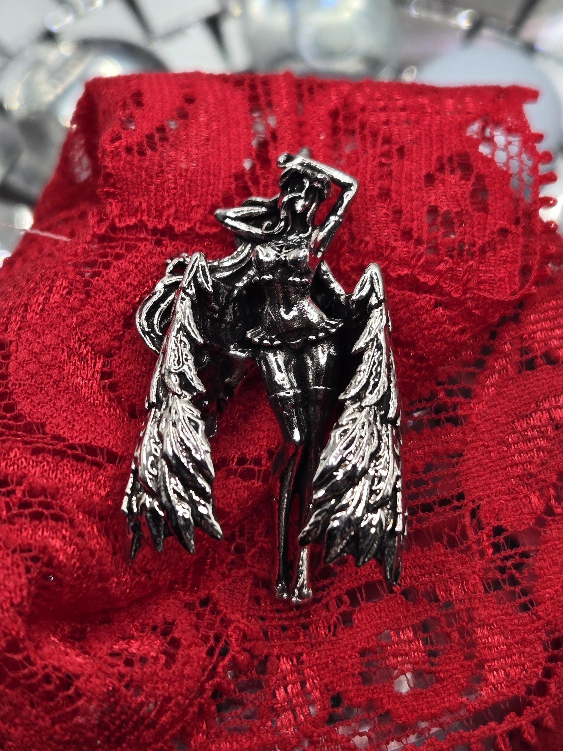 Fantasy Girl Pendant: Silver Plated Gothic Charm | Beads for Jewelry Making | DIY Bracelet Earring Supply