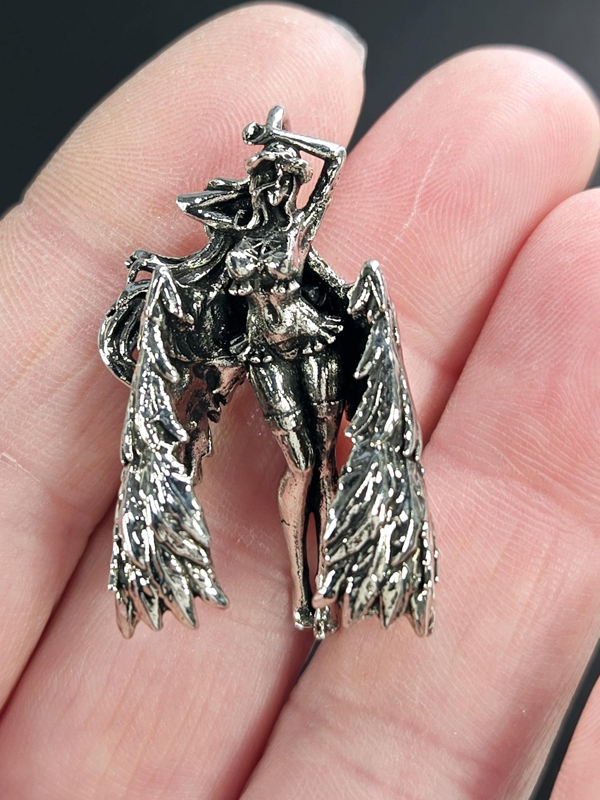 Fantasy Girl Pendant: Silver Plated Gothic Charm | Beads for Jewelry Making | DIY Bracelet Earring Supply