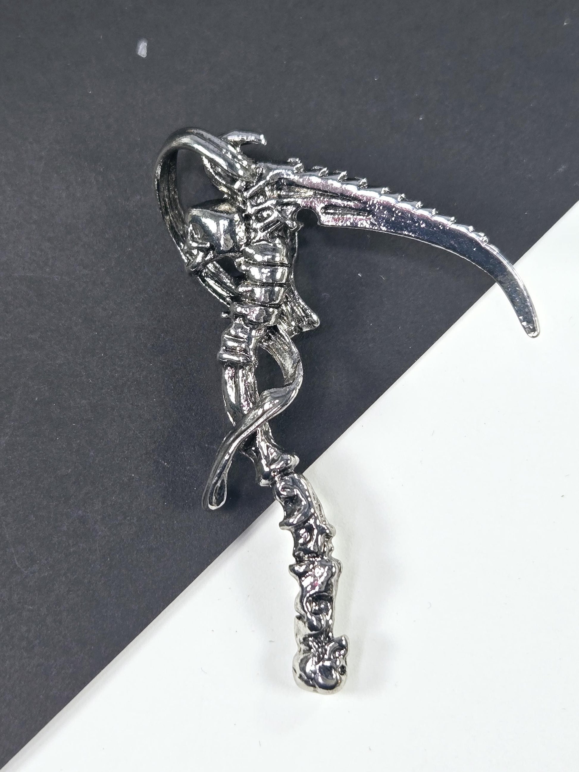 Goth Style Silver Plated Reaper Skeleton Focal Piece for Jewelry making and Unique DIY Decor