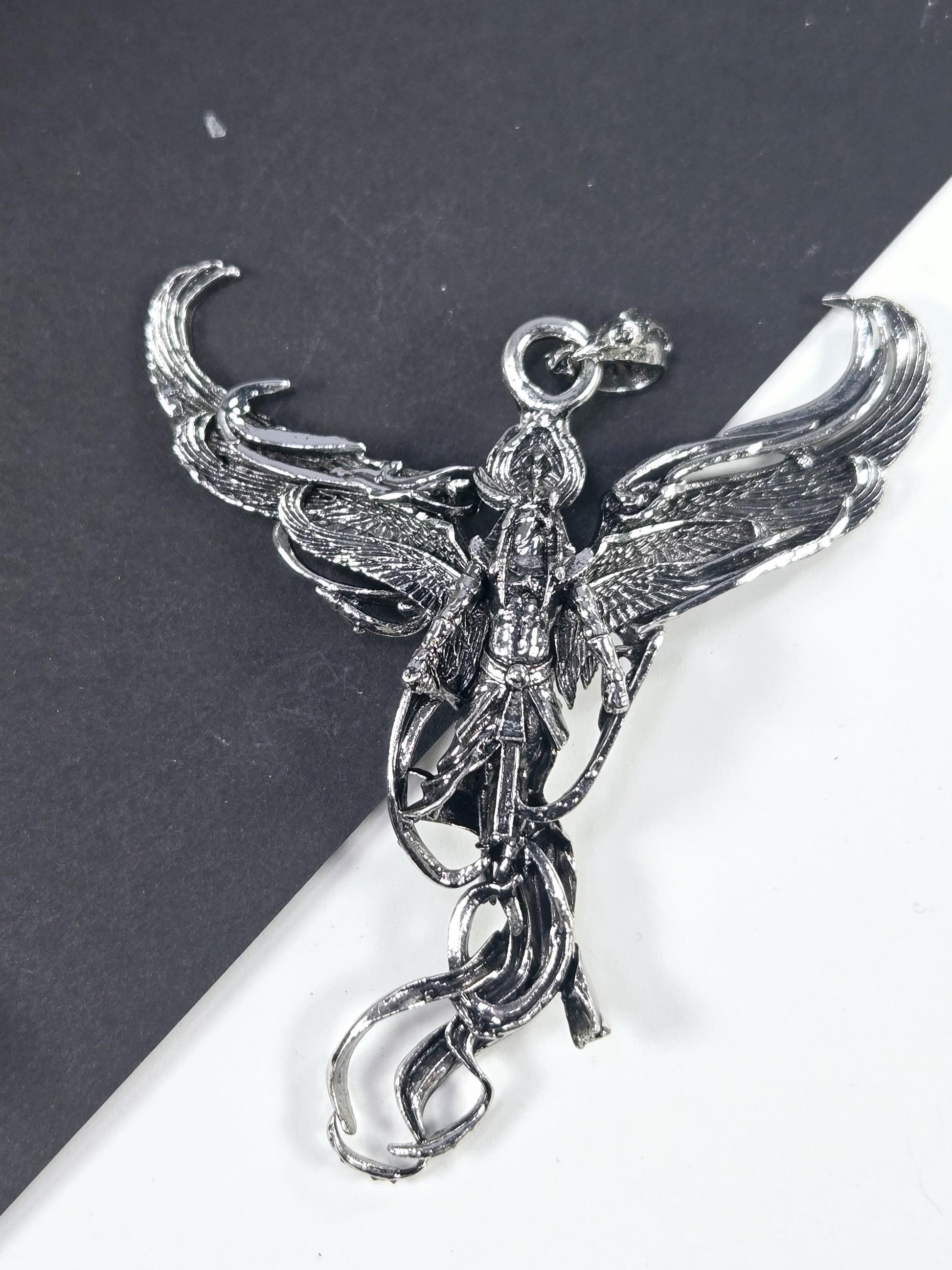 Gothic Silver Plated Angel Pendant, Winged Design (Compact Charm) | Beads for Jewelry Making | DIY Bracelet Earring Supply