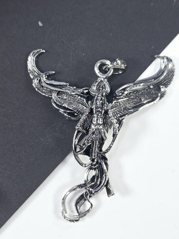 Gothic Silver Plated Angel Pendant, Winged Design (Compact Charm) | Beads for Jewelry Making | DIY Bracelet Earring Supply